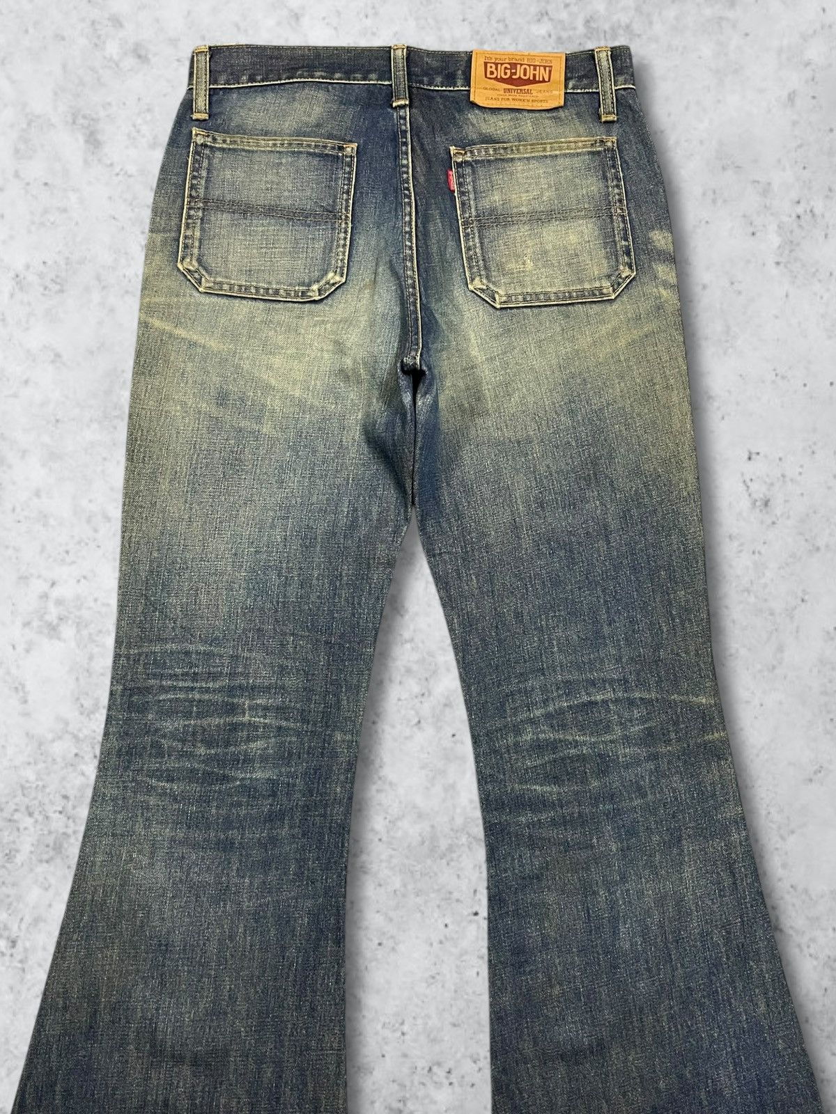 Big John Vintage Big John Distressed Mud Wash Flare Bush Button Jeans Size 30" / US 8 / IT 44 - 4 Thumbnail