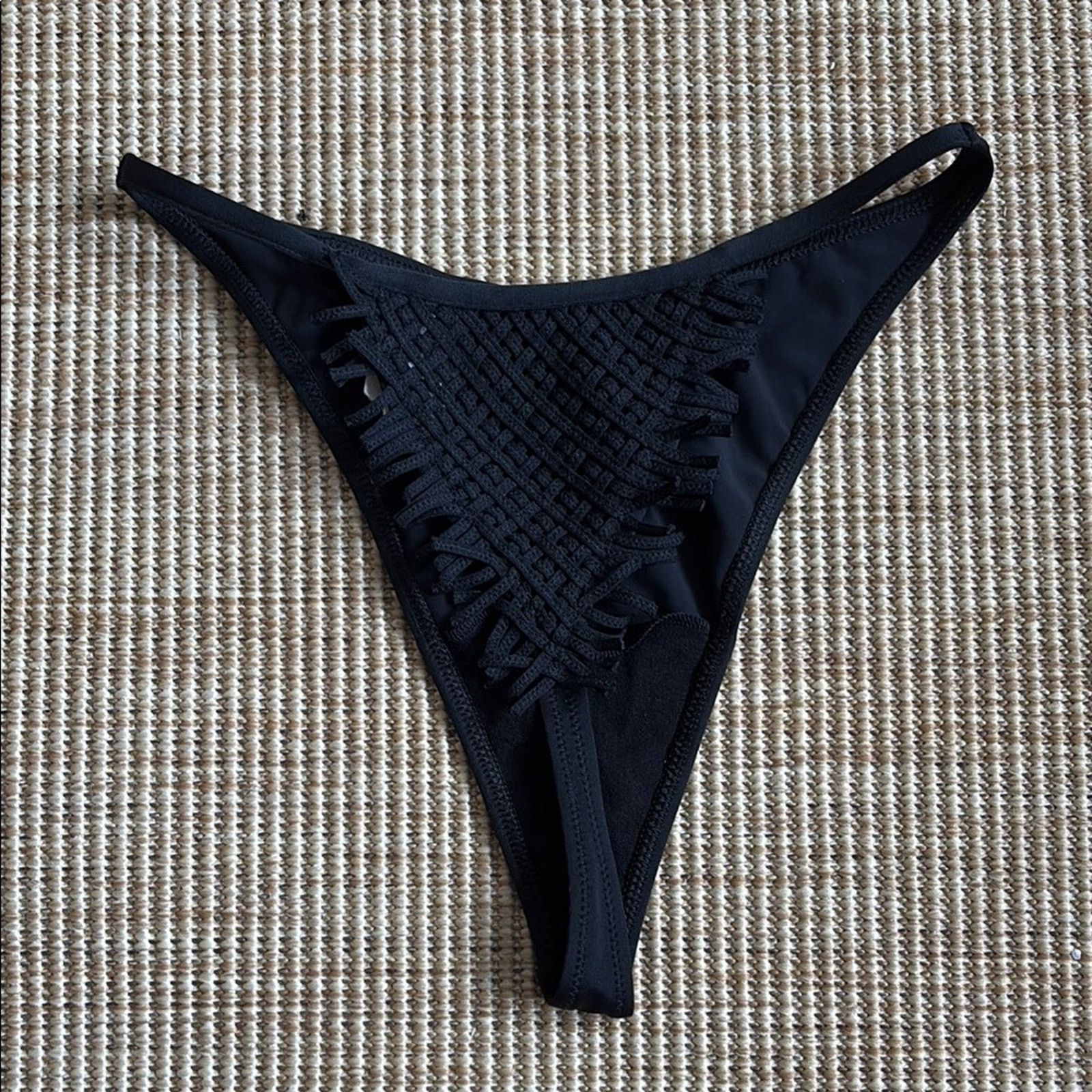 La Perla La Perla Black Textured Bikini bottom string Size 10 Size ONE SIZE - 1 Thumbnail