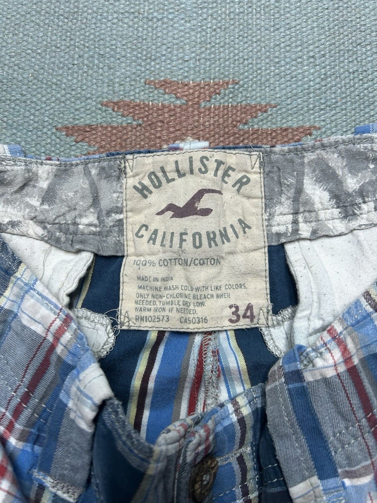 Hollister Hollister men’s plaid shorts cotton blue casual wide leg 34 Size US 34 / EU 50 - 6 Thumbnail
