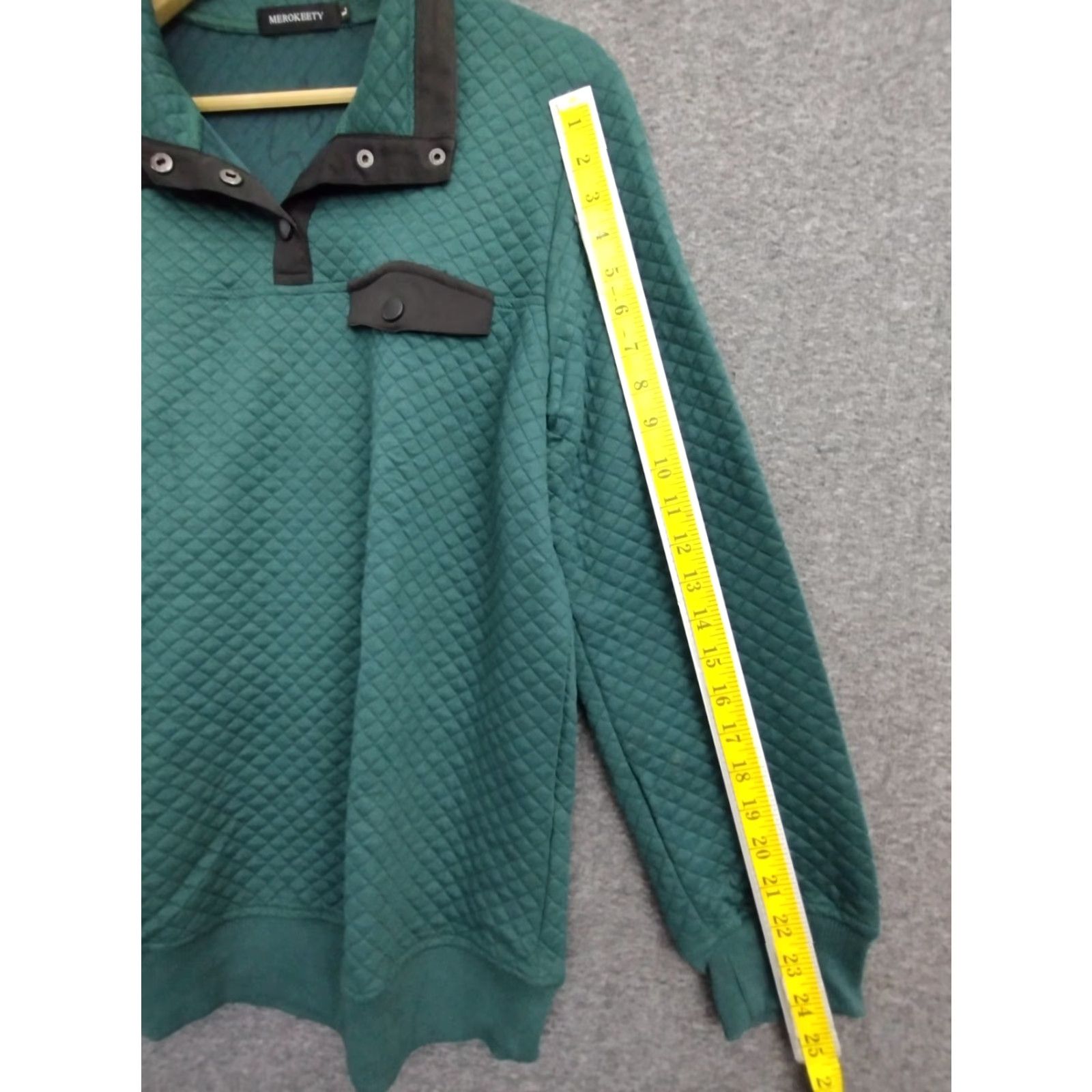 Vintage Merokeety Green Quilted Pullover Sweatshirt Top L 4 Snap Closure Pocket Women 90s Winter Casual Knit Top Size L / US 10 / IT 46 - 5 Thumbnail
