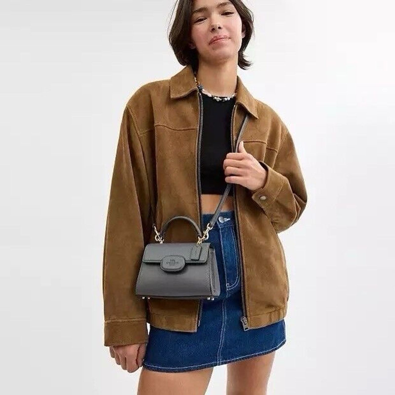 Coach NWT Coach Eliza Mini Top Handle Bag CW182 IM/Charcoal Size ONE SIZE - 8 Thumbnail