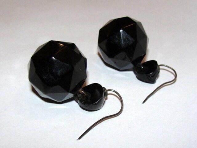 Designer Victorian Gutta Steel Pyramid Dangle Ball Drop Earrings Size ONE SIZE - 5 Thumbnail