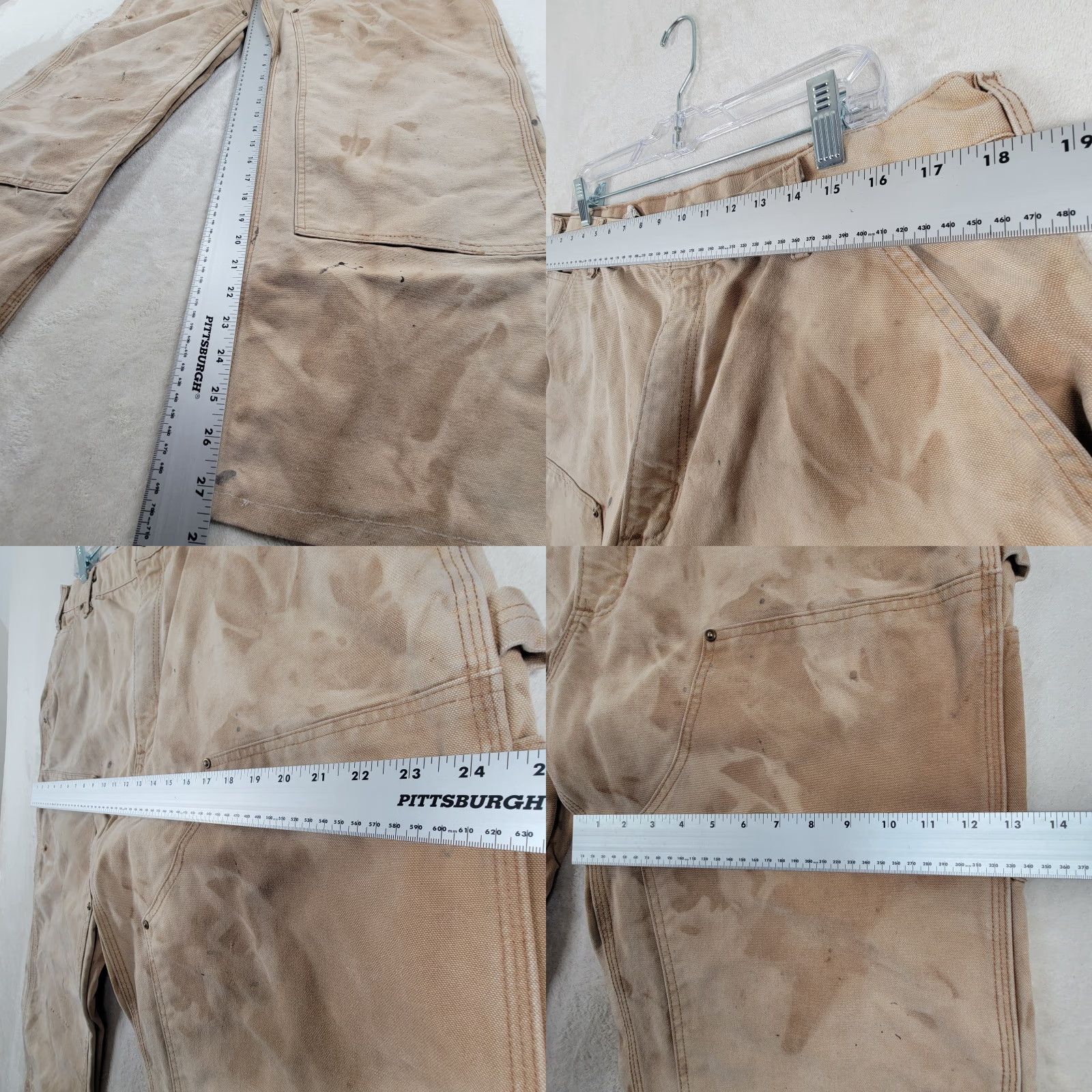 Carhartt VINTAGE Carhartt Pants Men 38x30 Double Knee Workwear Distressed Beige Duck Canvas Grunge 90s Mens Size US 38 / EU 54 - 9 Thumbnail