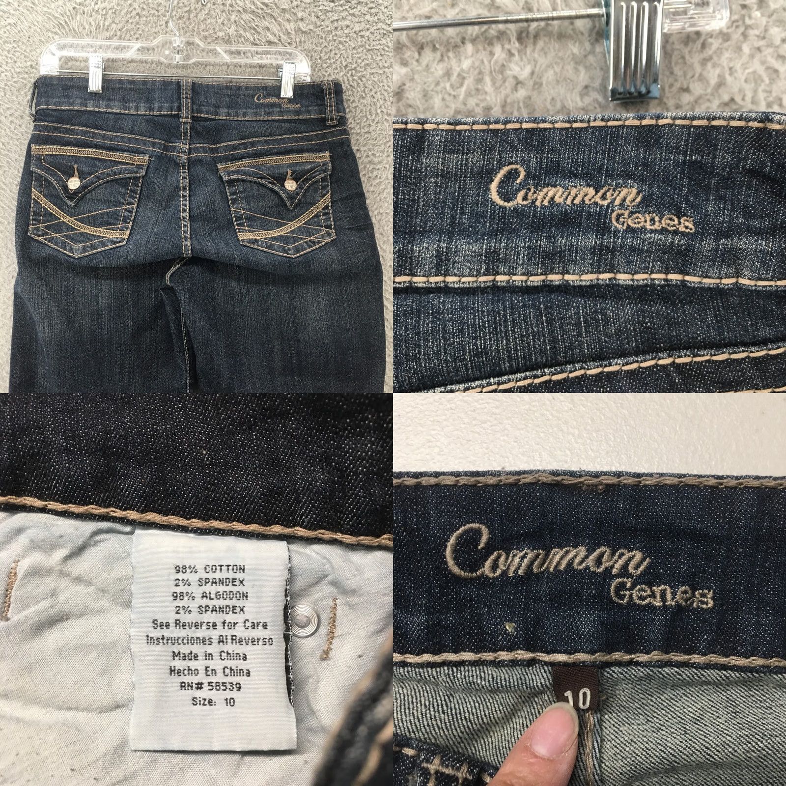 Denime Common Genes Capri Crop Jeans Womens 10 Blue Denim Zip Fly 5-Pocket Casual Jeans Mens Girls Womens Size 32" / US 10 / IT 46 - 9 Thumbnail