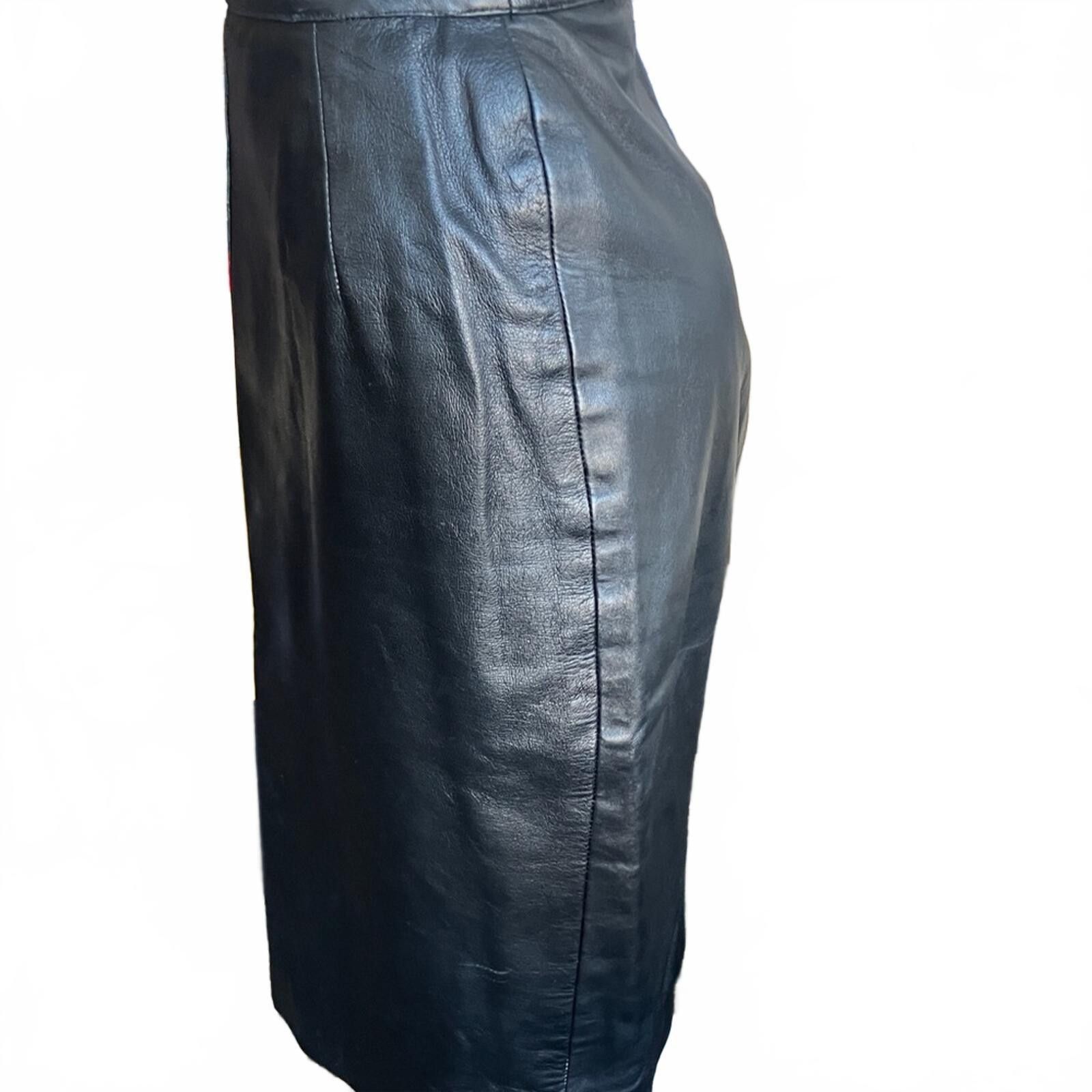 Vera Pelle Vera Pelle Elegant Black Leather Pencil Skirt Size 30" / US 8 / IT 44 - 3 Thumbnail