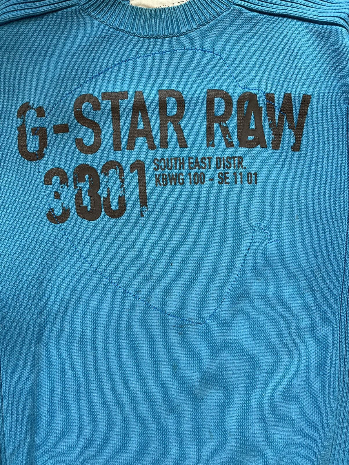 G-Star Vintage G-Star Raw Big Logo Blue Sweater Knit Heavy Cotton Size US XL / EU 56 / 4 - 8 Thumbnail