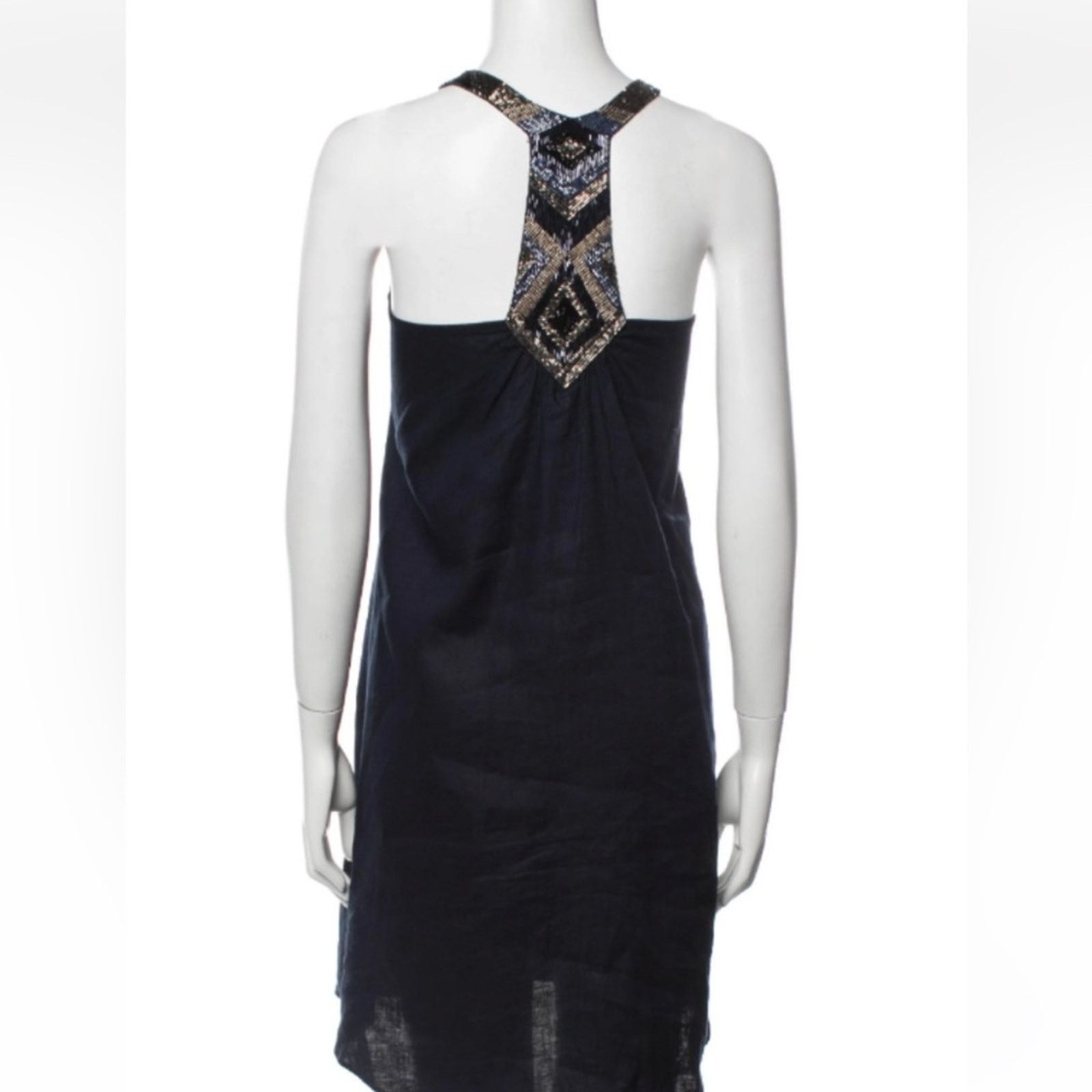 Calypso St Barth Calypso St Barth Navy Blue Linen Sequin Neck Tank Dress XS Size XS / US 0-2 / IT 36-38 - 10 Thumbnail