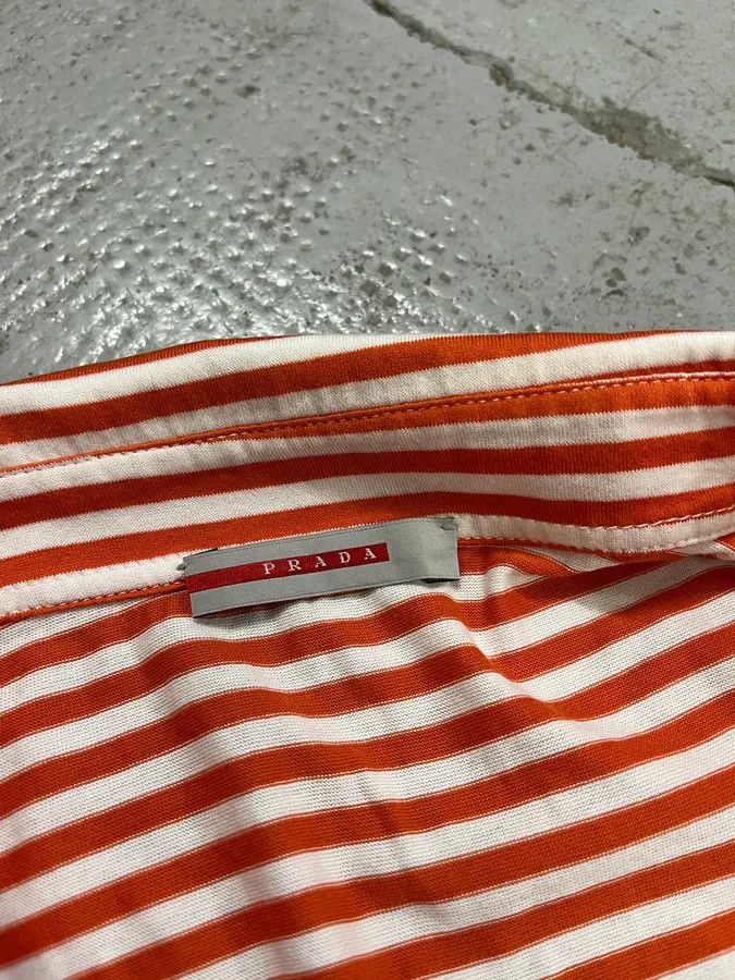 Prada 2000s Prada Orange Striped Polo Size US S / EU 44-46 / 1 - 7 Thumbnail