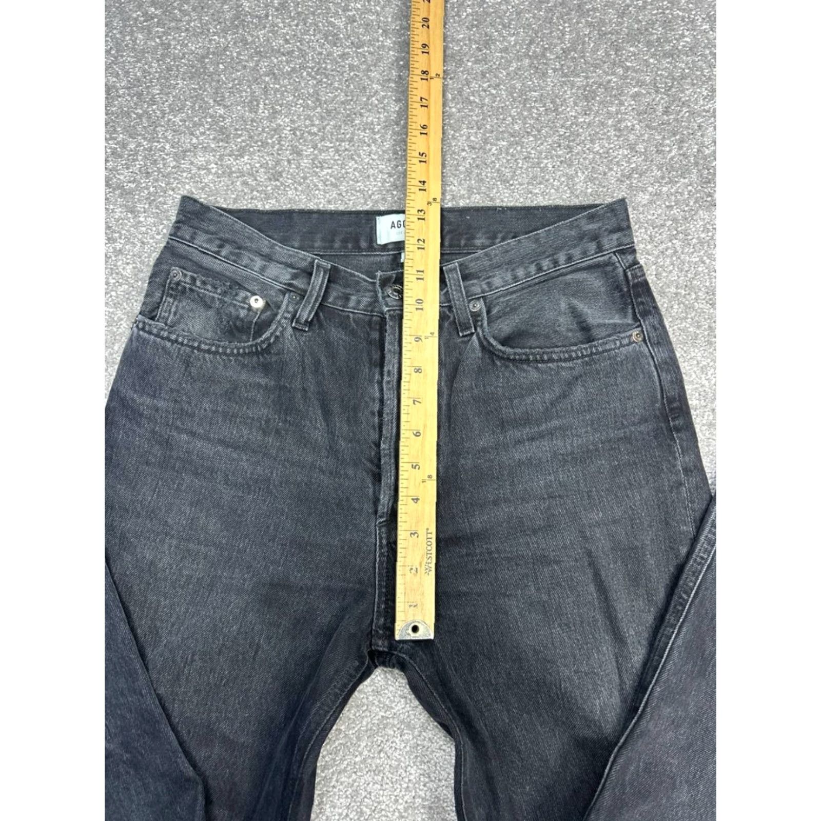 Agolde AGOLDE Lana Jeans Women 27 Black Cotton Distressed Fringe Hem Straight Leg 30x24 Size 27" / US 4 / IT 40 - 4 Thumbnail