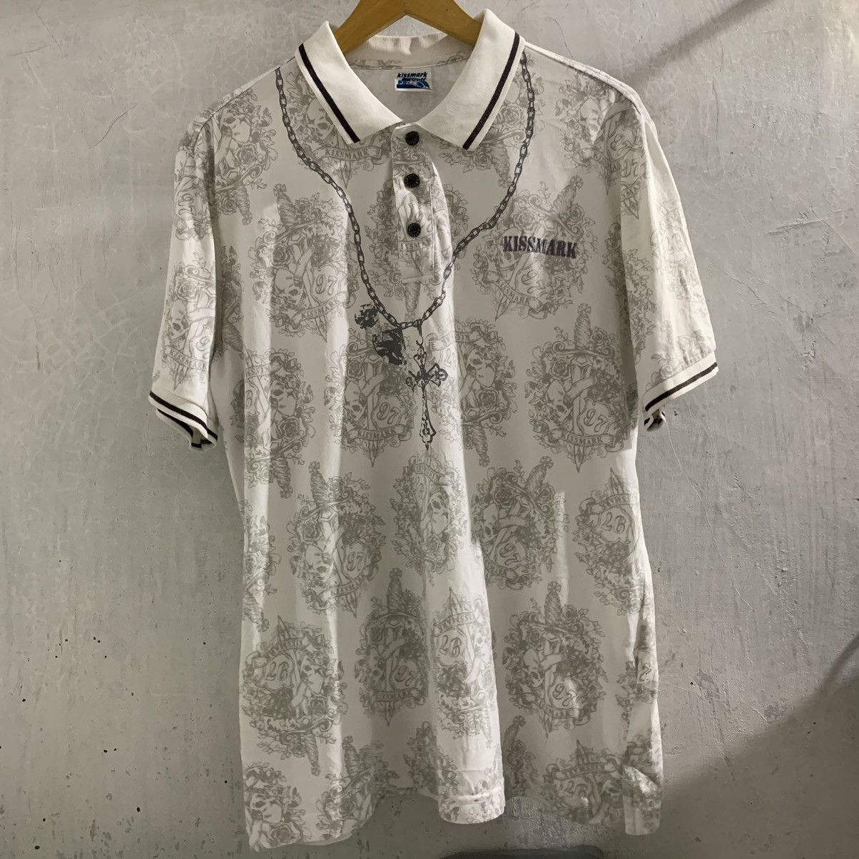 Japanese Brand AOP Kissmark Golf Skull Gothic Grunge Size US XL / EU 56 / 4 - 1 Thumbnail