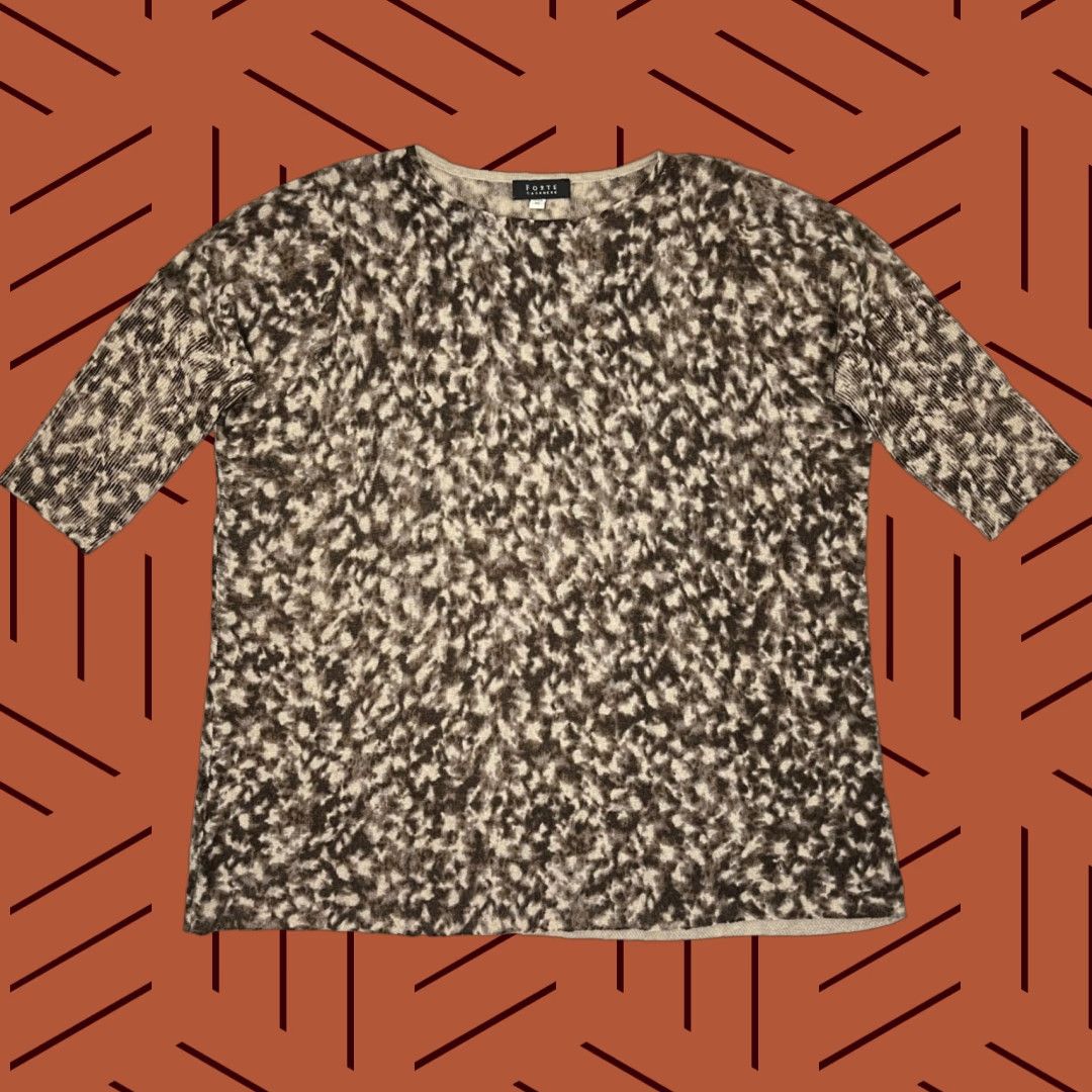 Fortela FORTE Cashmere Sweater Womens M Brown Animal Print 1/2 Dolman Sleeve Pullover Size M / US 6-8 / IT 42-44 - 1 Thumbnail