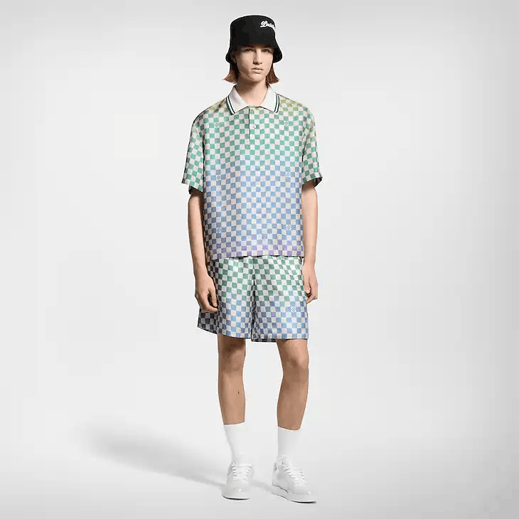 Louis Vuitton Damier Gradient Printed Silk Polo Shirt Size US M / EU 48-50 / 2 - 3 Thumbnail