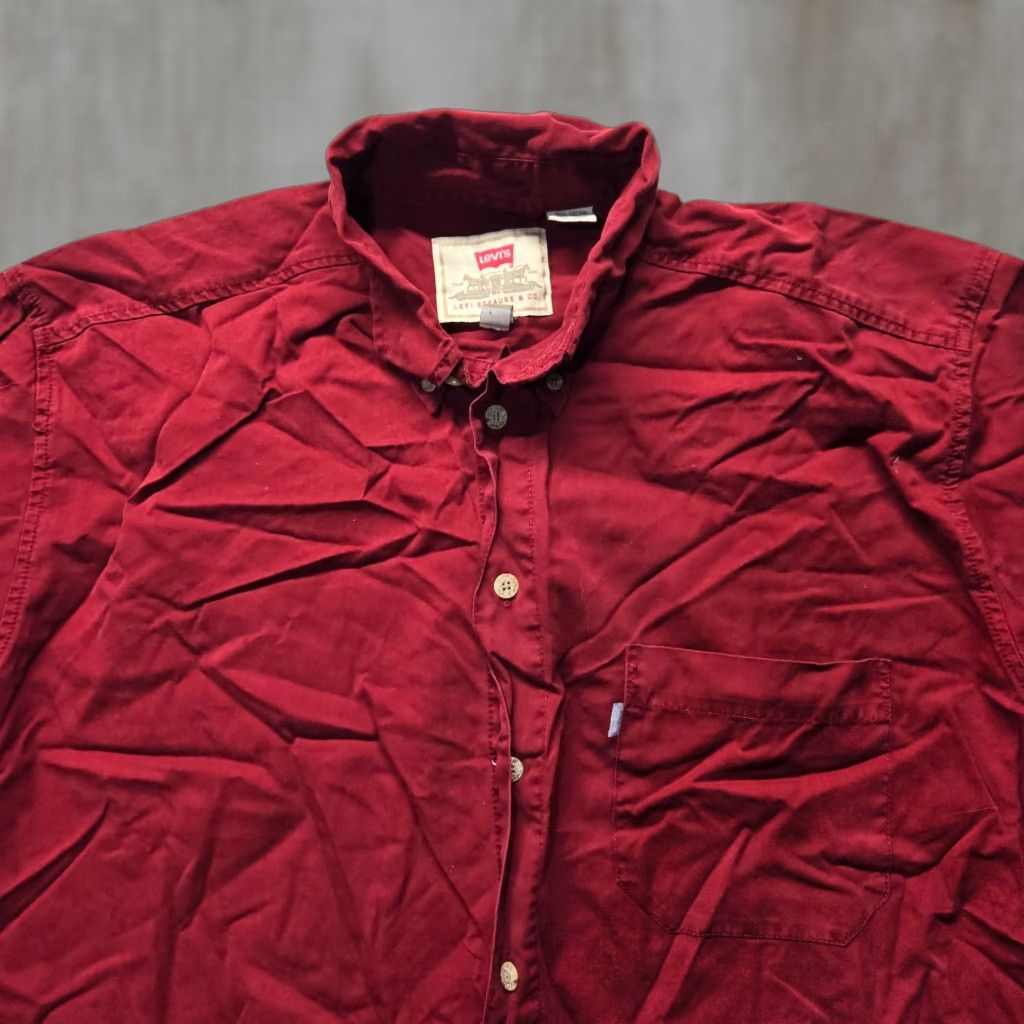 Levi's VINTAGE Levi's Shirt Denim Button-Up Red XL Men's Button-Down Casual Jeans Cowboy Rockabilly - Size US XL / EU 56 / 4 - 1 Thumbnail