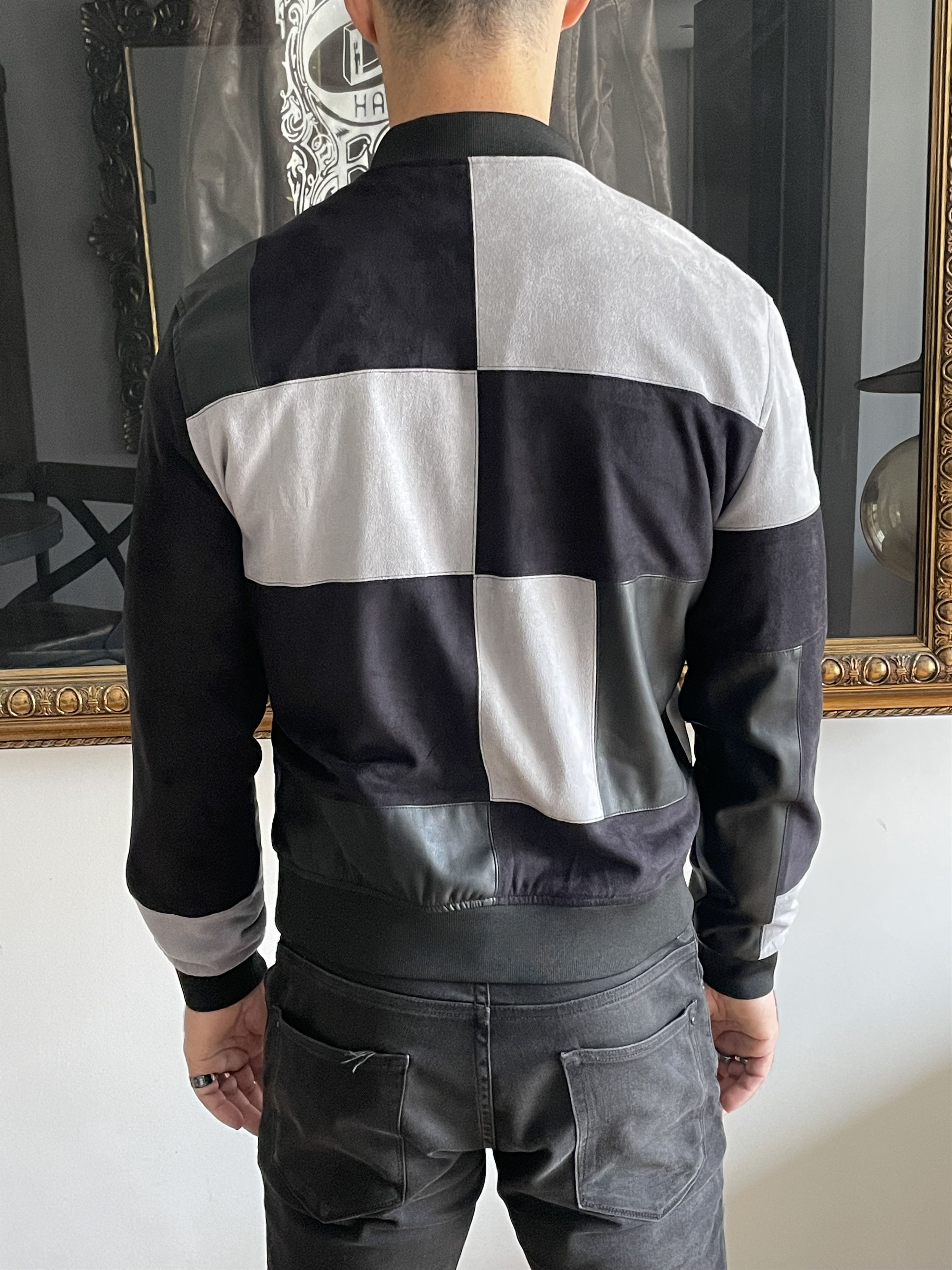 Other Patchwork Leather Suede Black Grey Bomber Jacket Sandro Size US M / EU 48-50 / 2 - 9 Thumbnail