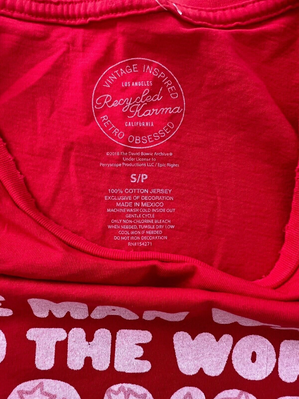 Other Recycled Karma David Bowie Man Who Sold World Tee Red ( S ) Size S / US 4 / IT 40 - 3 Thumbnail