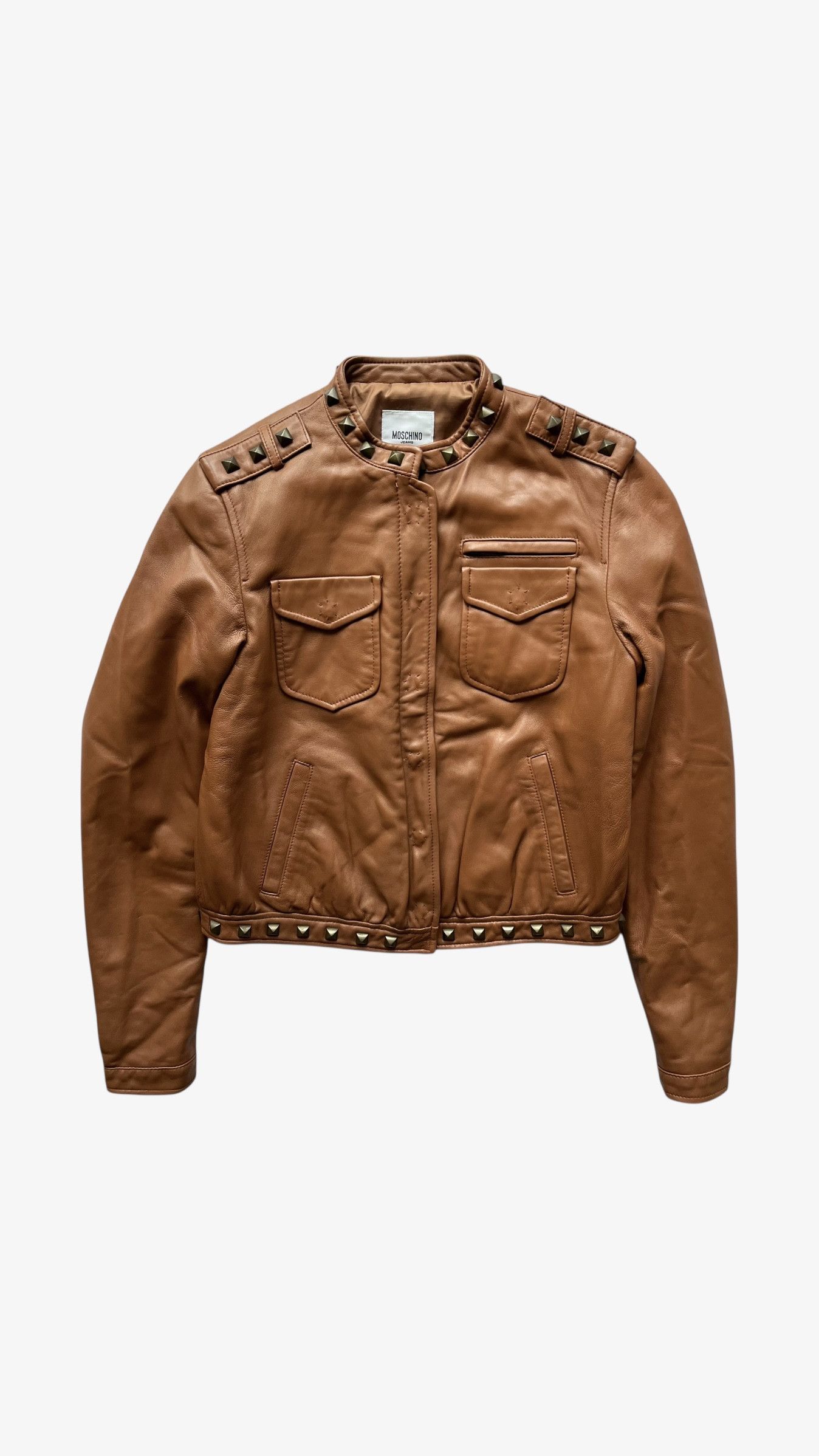 Moschino Vintage Y2K Women's Moschino Studded Leather Biker Jacket Size S / US 4 / IT 40 - 1 Thumbnail