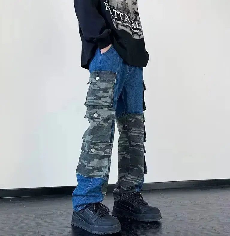 Japanese Brand camouflage Patchwork baggy cargo jeans Size US 32 / EU 48 - 6 Thumbnail