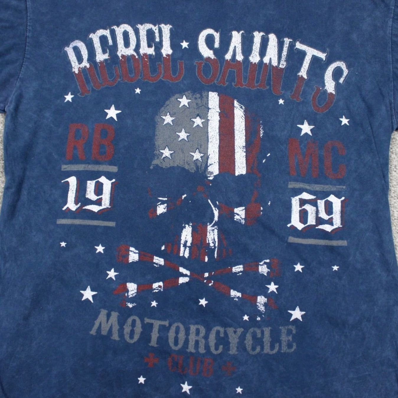 Vintage Rebel Saints Shirt Adult XL Blue Motorcycle Graphic Print S/S T-Shirt Motorcycle Theme Size US XL / EU 56 / 4 - 5 Thumbnail