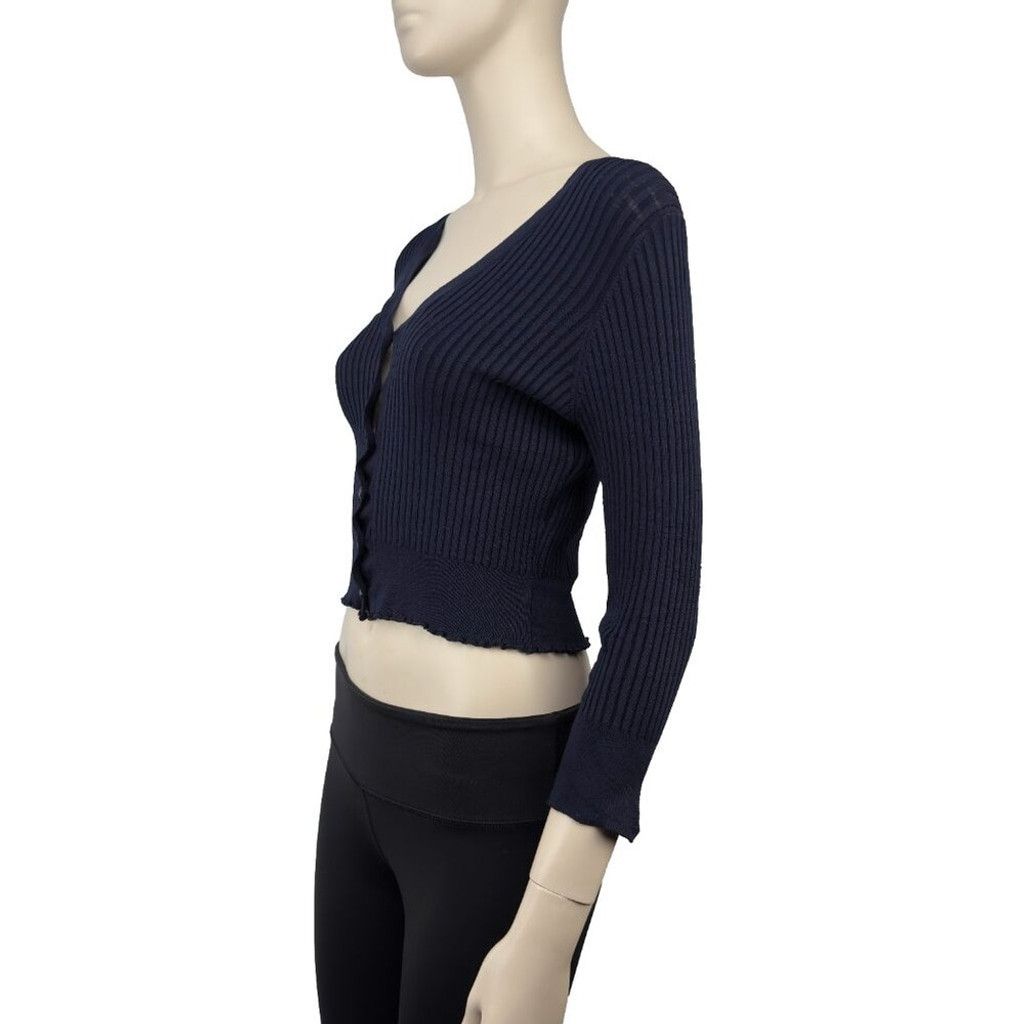 Other IRIS SETLAKWE Crop Ribbed & Textured Navy Blue Sweater S Size XS / US 0-2 / IT 36-38 - 3 Thumbnail