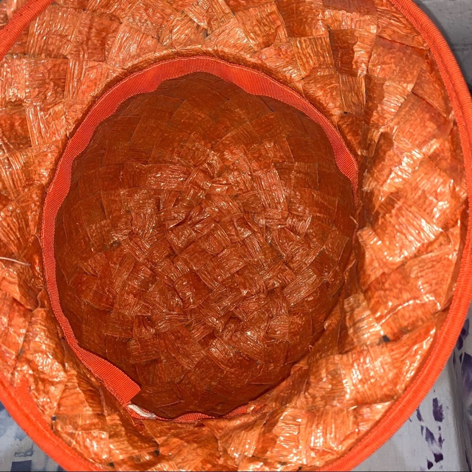 Vintage Vintage Orange Basket Weave Bucket Hat with Bow Size ONE SIZE - 5 Thumbnail