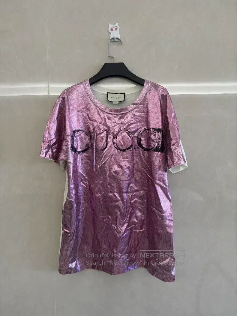 Gucci Gucci Glitter pink short sleeves Size S / US 4 / IT 40 - 1 Thumbnail