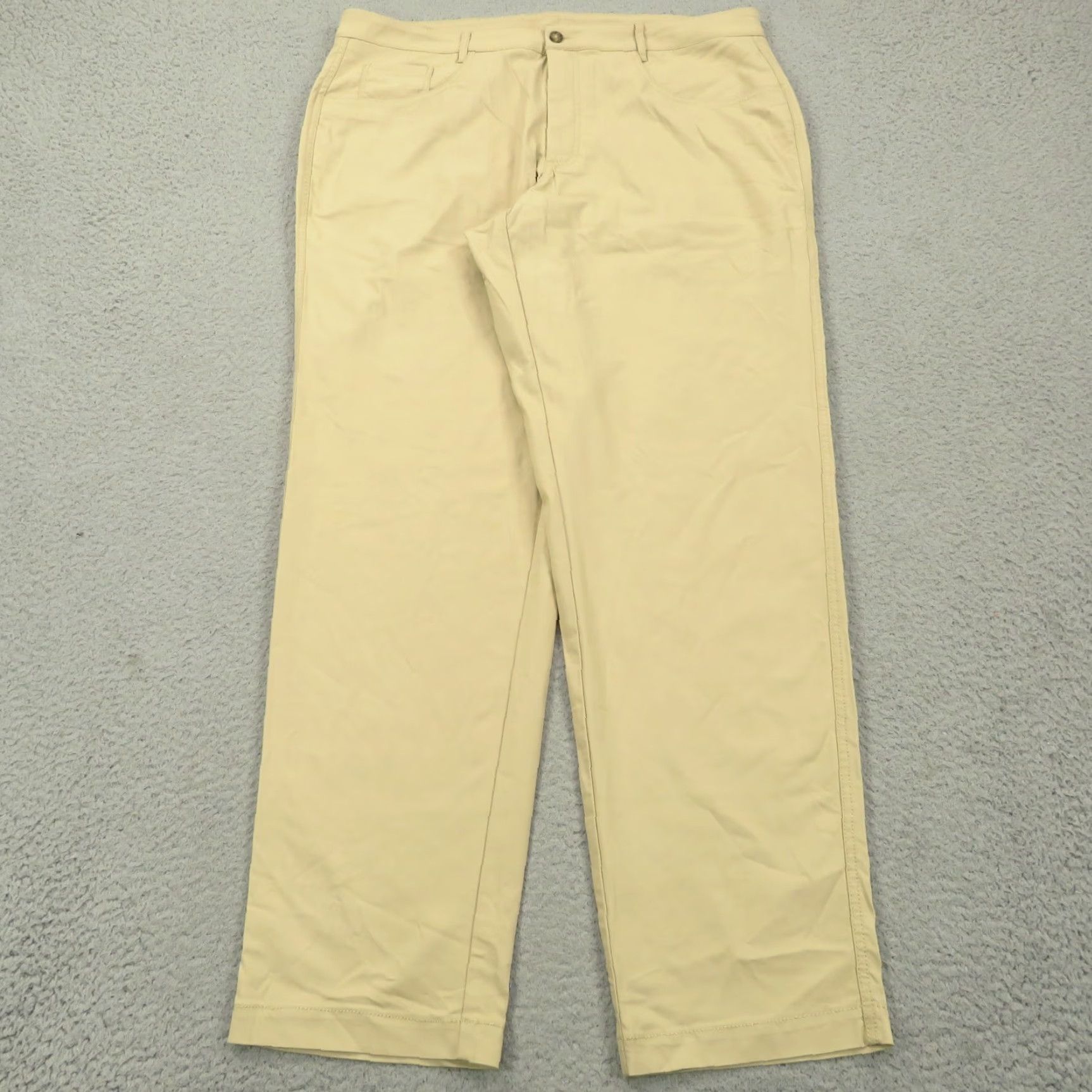 Vintage Kit and Ace Pants Men 38x32 Khaki Lightweight Straight Chino 5-Pocket Flat Front Regular Inseam 32" Casual Business Travel City Modern Size US 38 / EU 54 - 5 Thumbnail