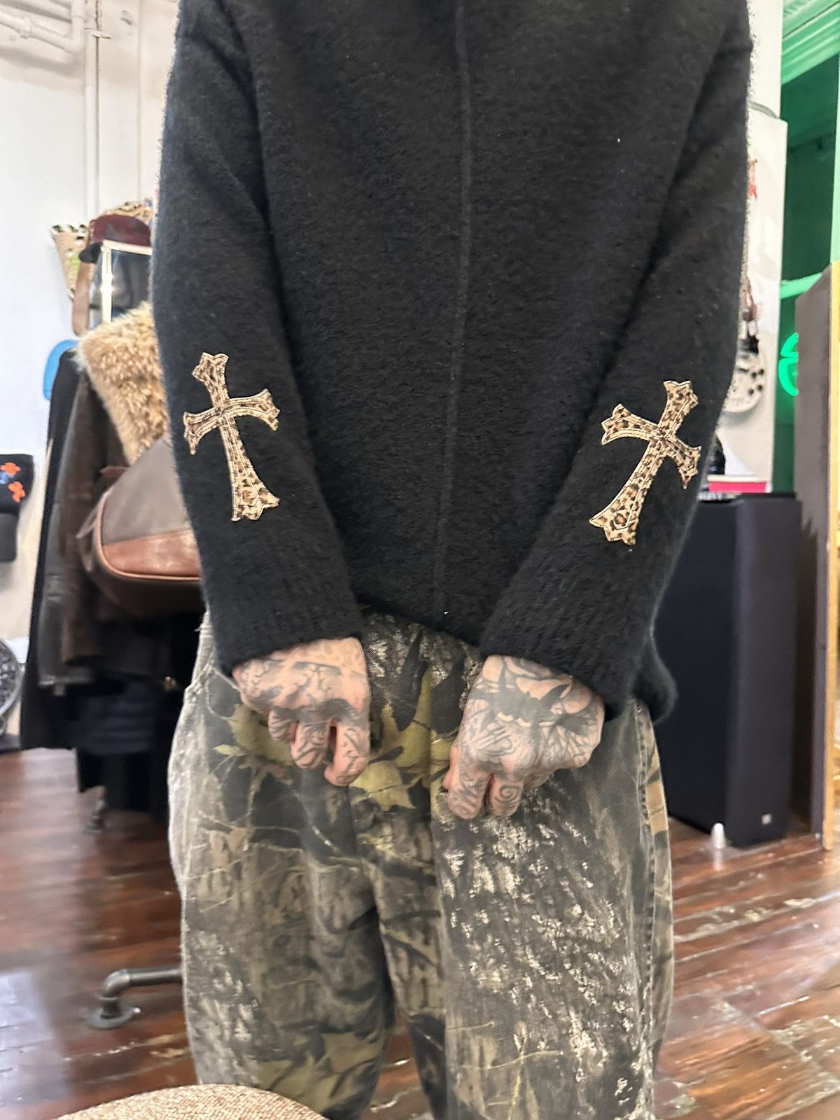 Chrome Hearts Chrome Hearts CASHMERE CROSS PATCH Sweater M-XL Sweater Size US L / EU 52-54 / 3 - 1 Thumbnail