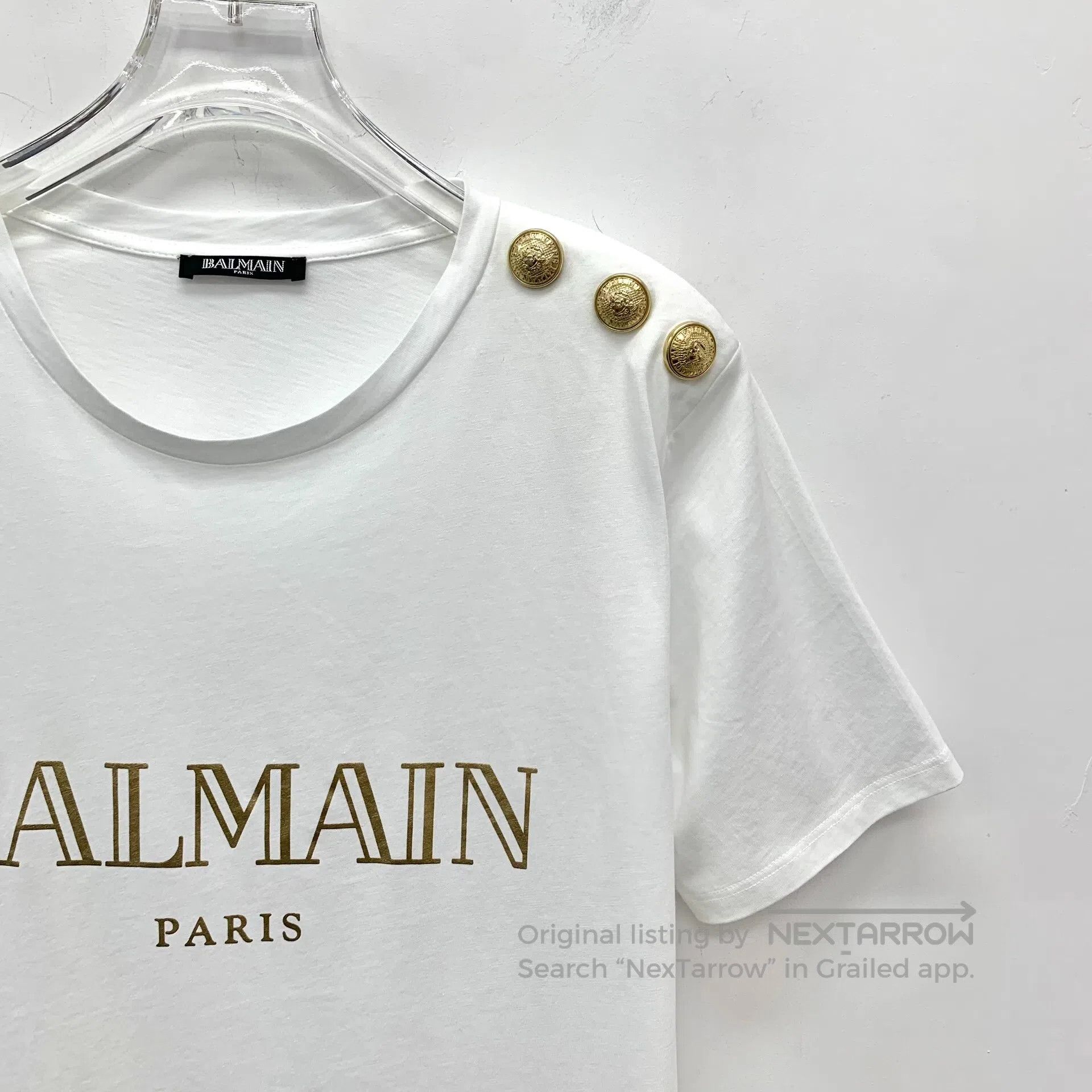 Balmain Balmain White cotton round neck short sleeve T-shirt with Size US XXS / EU 40 - 3 Thumbnail
