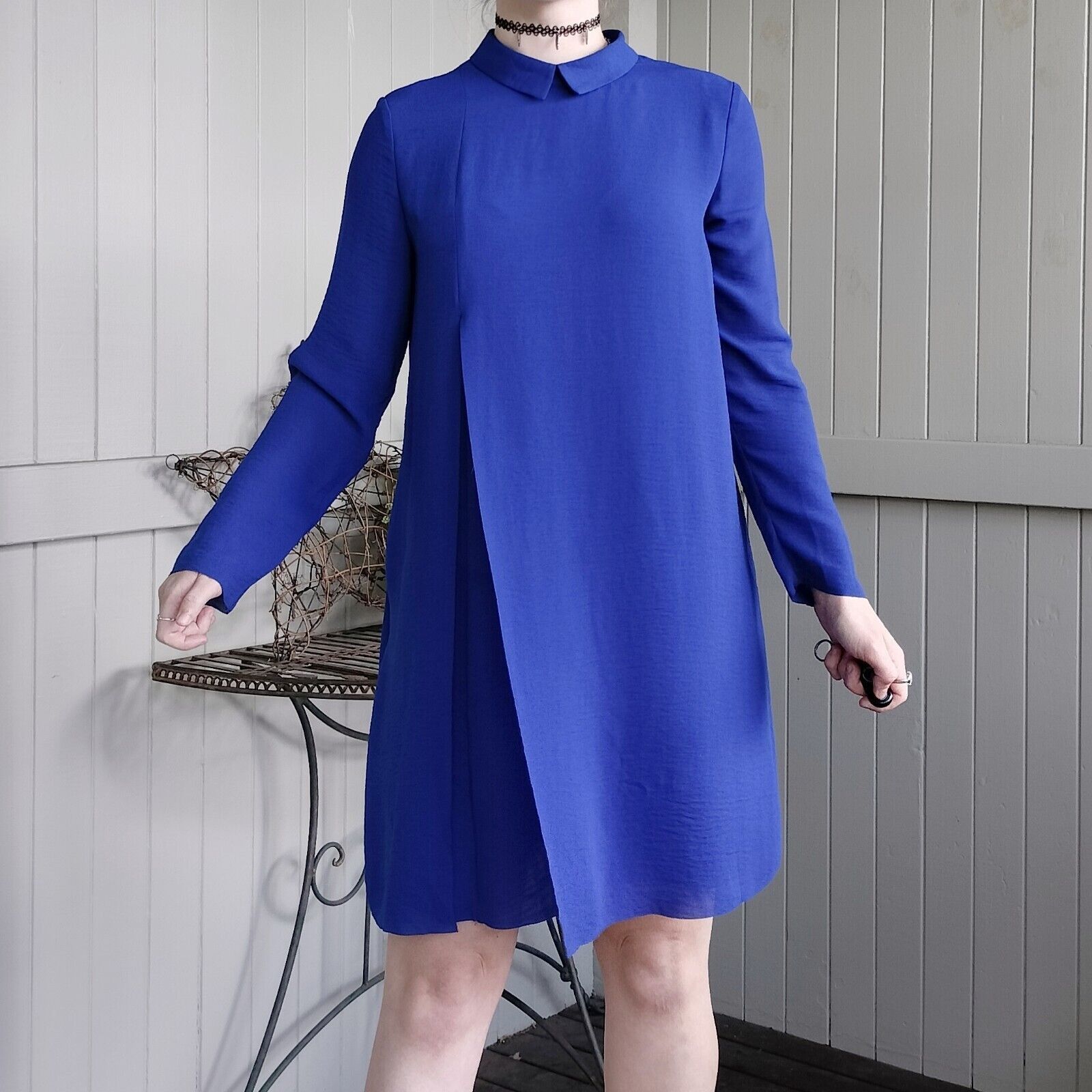 Cos COS Dress Blue Shift Long Sleeve Mini Corporate Schoolgirl Size M / US 6-8 / IT 42-44 - 5 Thumbnail