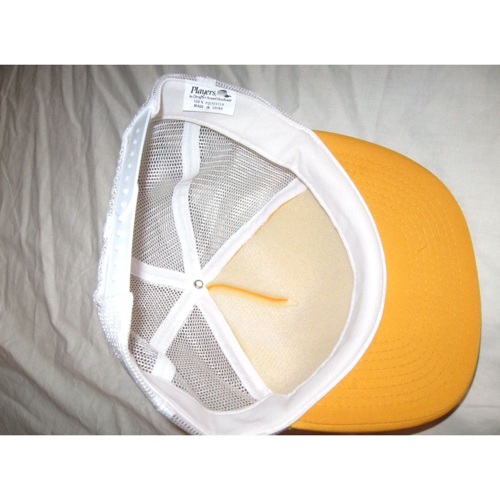 Vintage VINTAGE Hat Cap Mens One Size 1990 Bus Operator Roadeo Snapback Players Polyester Yellow/White Trucker Slim Buttoned? Size ONE SIZE - 4 Thumbnail