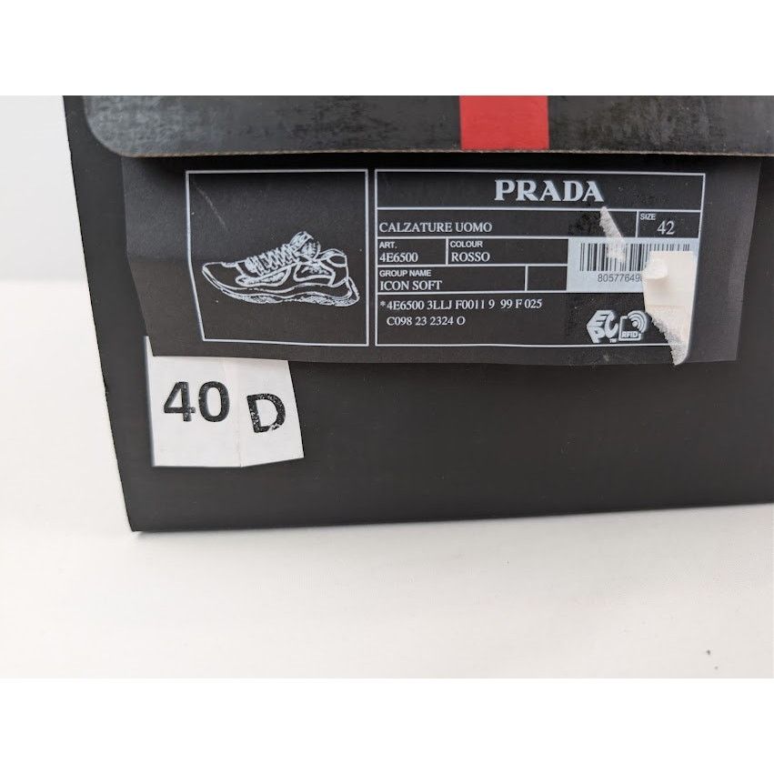 Prada o1rshd1 Calzature Uomo Icon Soft Lace Up Sneaker in Rosso Size US 9 / EU 42 - 24 Thumbnail