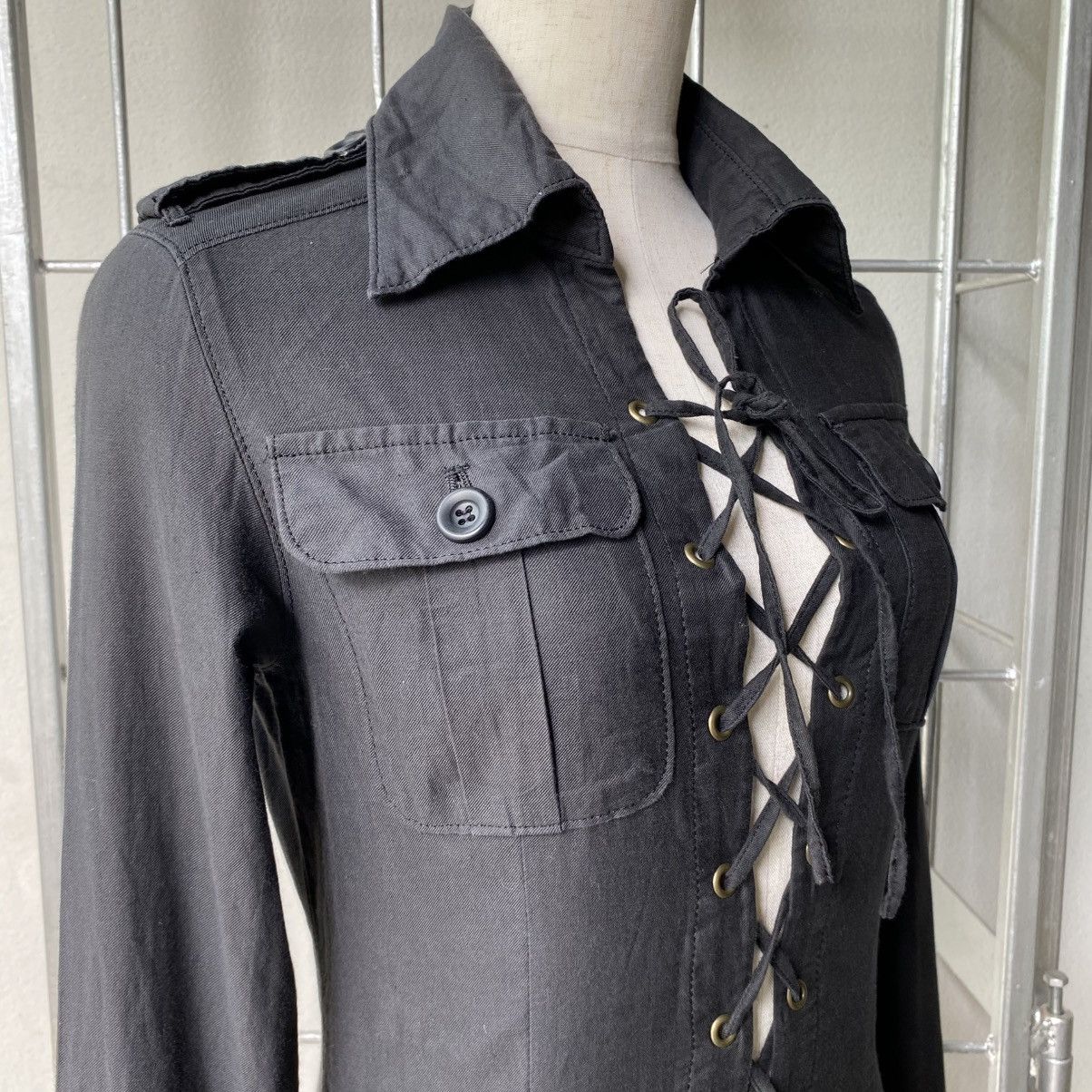 Le Grande Bleu (L.G.B.) LGB LE GRAND BLEU Y2K Punk Black Lace-Up Military Dress Size S / US 4 / IT 40 - 7 Thumbnail