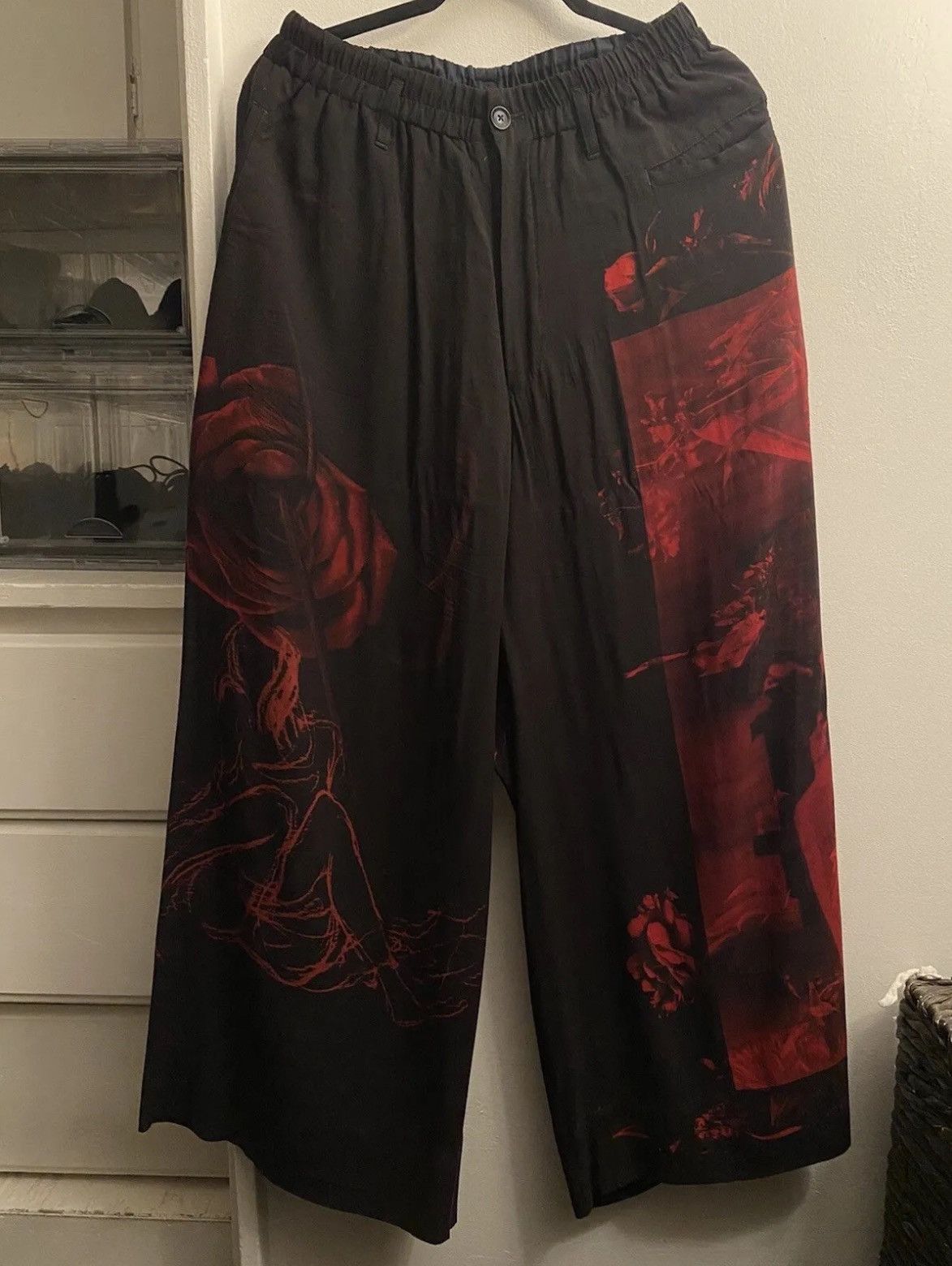 Yohji Yamamoto YOHJI YAMAMOTO P.H. Bondage Floral Print Trousers 