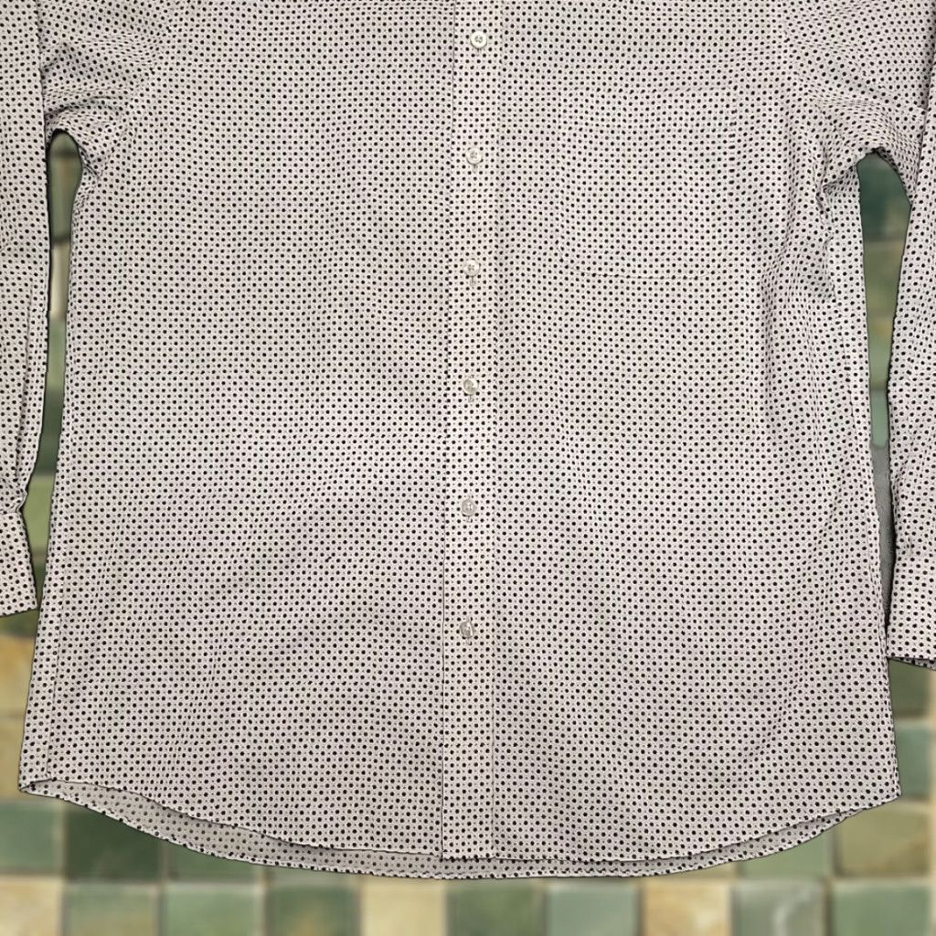 Roundtree & Yorke Gold Label Shirt Mens 16.5 33 Blue Geometric Non Iron Performance Stretch Blend Shirt Size US XL / EU 56 / 4 - 1 Thumbnail