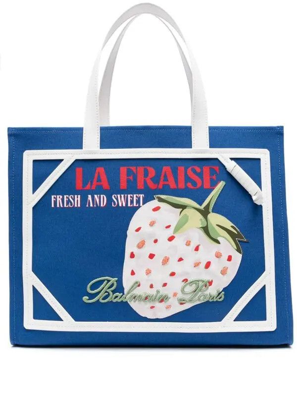Balmain o1s1wg111225 Size:OS/La Fraise Tote Bag in Blue/White Size ONE SIZE - 1 Thumbnail