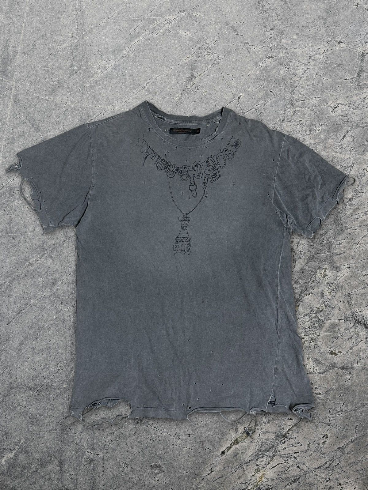 Undercover Undercover SS03 Scab Distressed Necklace Print Shirt | Grailed