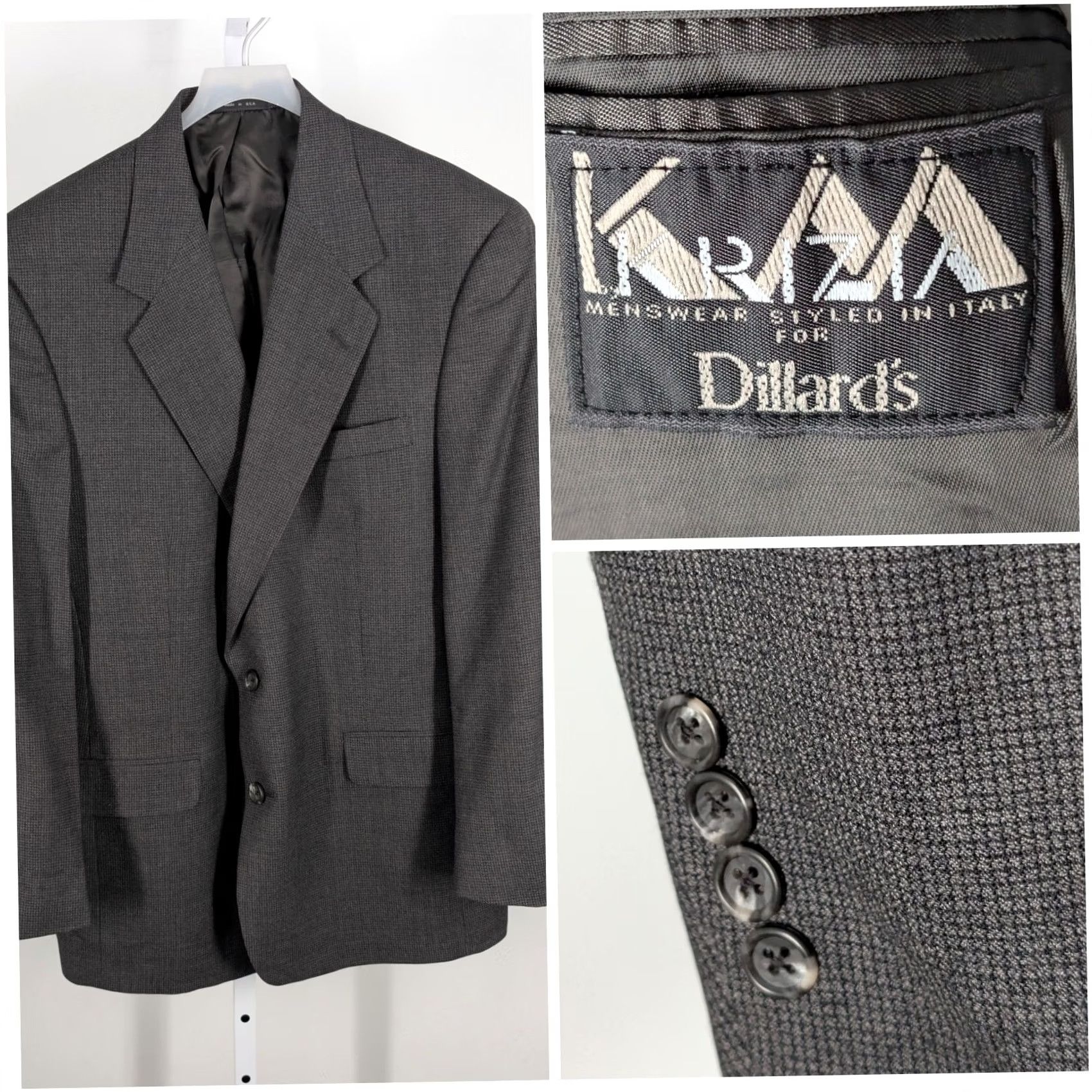 Krizia VINTAGE Krizia Blazer Gray Check Wool 42R Blazer Men USA 80s Ivy League Vintage Tailored Blazer Men Size 42R - 2 Thumbnail