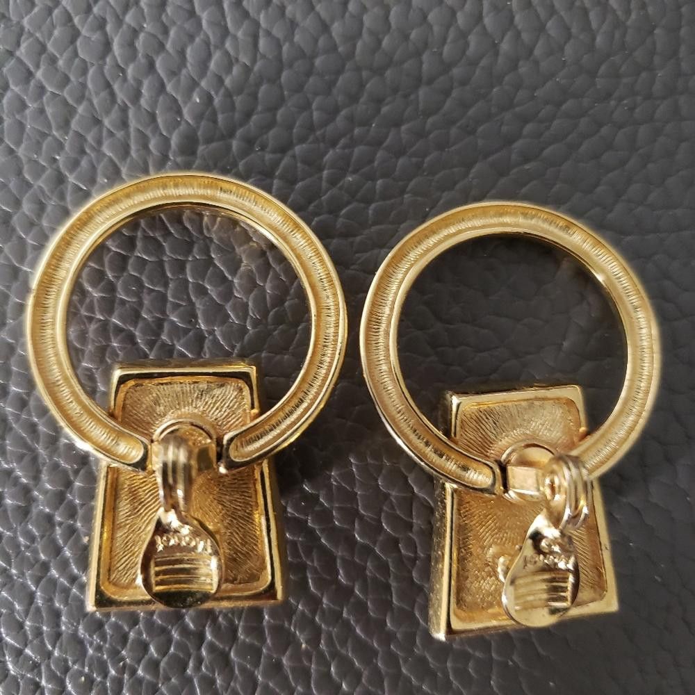 Monet Monet Vintage Gold & Black Door Knocker Clip Earrings Size ONE SIZE - 3 Thumbnail