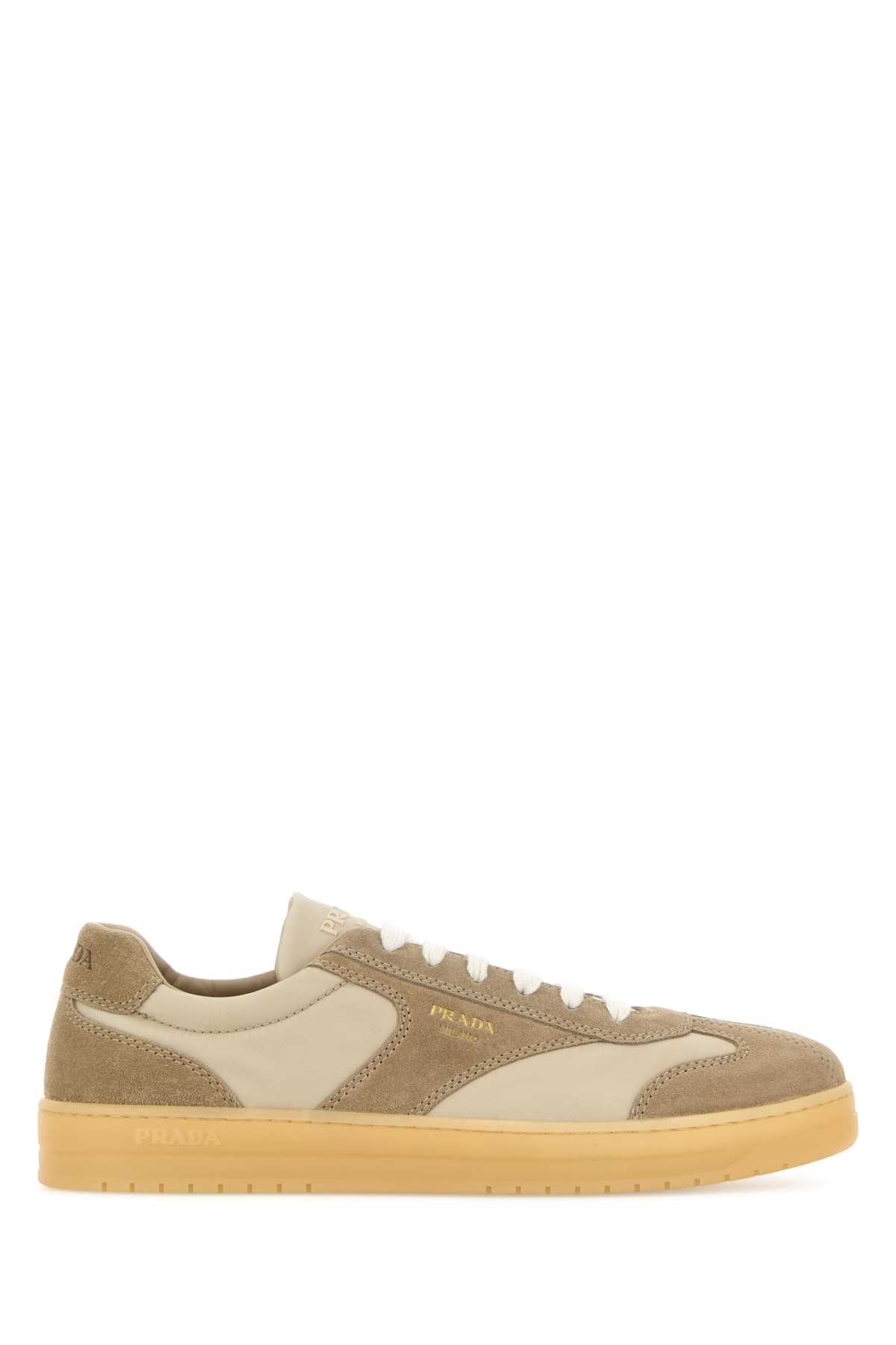 Prada Beige Suede E Re-Nylon Sneakers Size US 11 / EU 44 - 1 Thumbnail