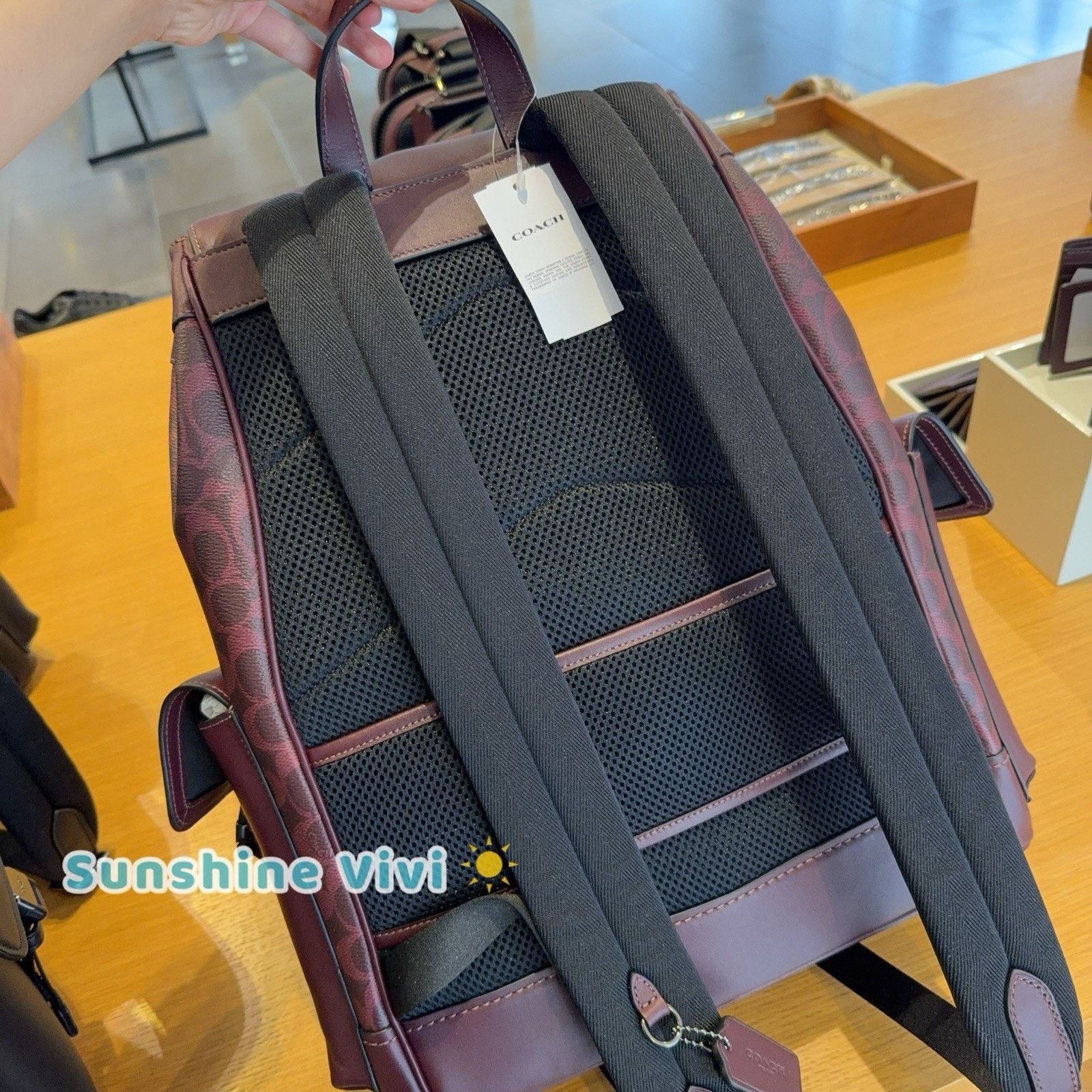 Coach NWT COACH MEN'S Clark Backpack Canvas CCF90 BLACK CURRANT Size ONE SIZE - 4 Thumbnail
