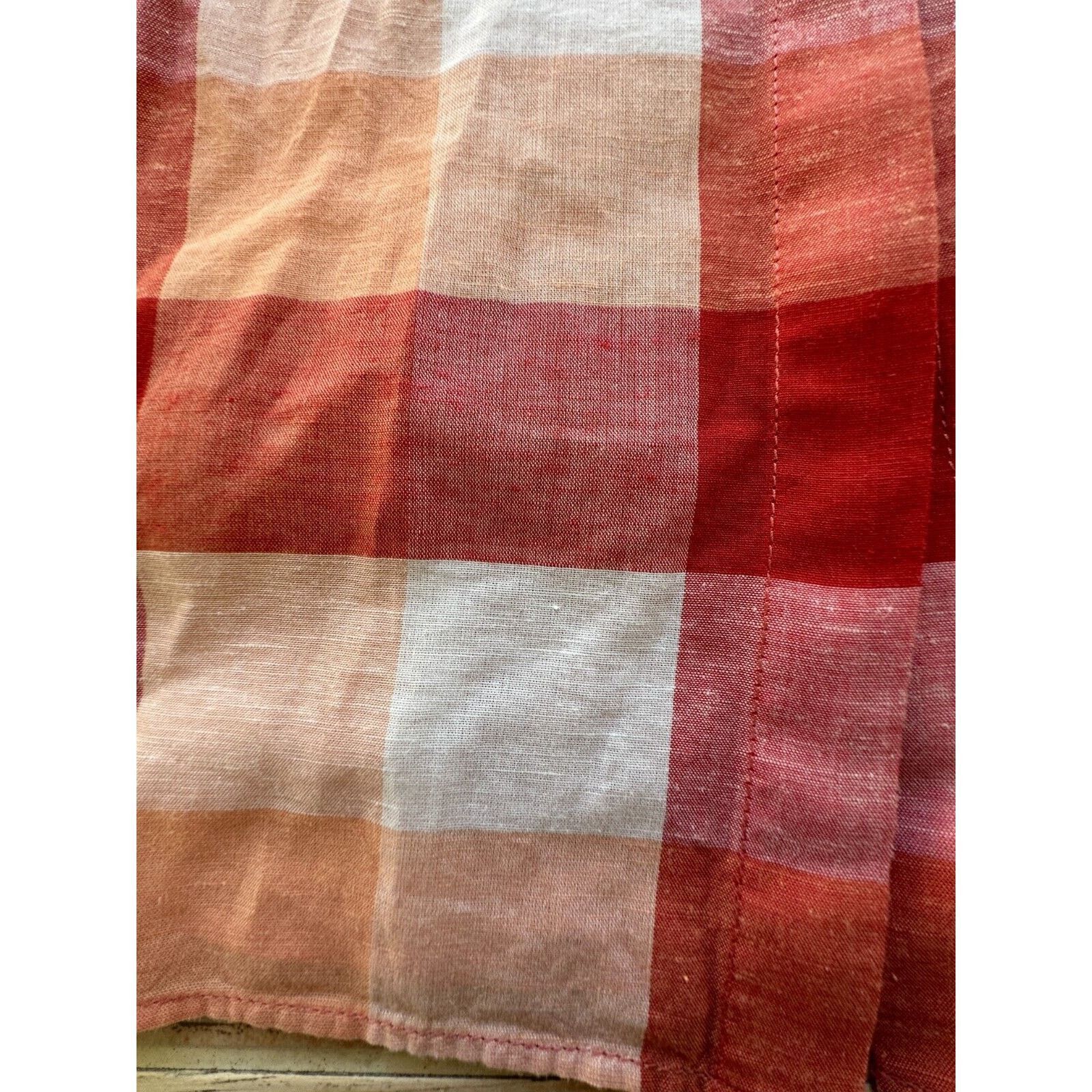 Lafayette 148 Lafayette 148 Red Orange White Plaid Sleeveless Blouse - M Size M / US 6-8 / IT 42-44 - 4 Thumbnail