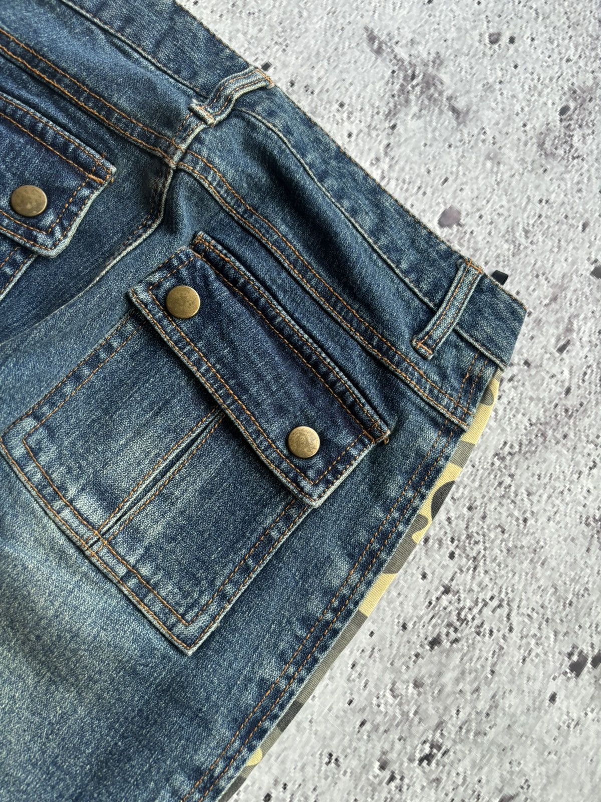 Hysteric Glamour Y2k Flare jeans Stripe camo Ifsixwasnine Lgb style Size 27" / US 4 / IT 40 - 4 Thumbnail