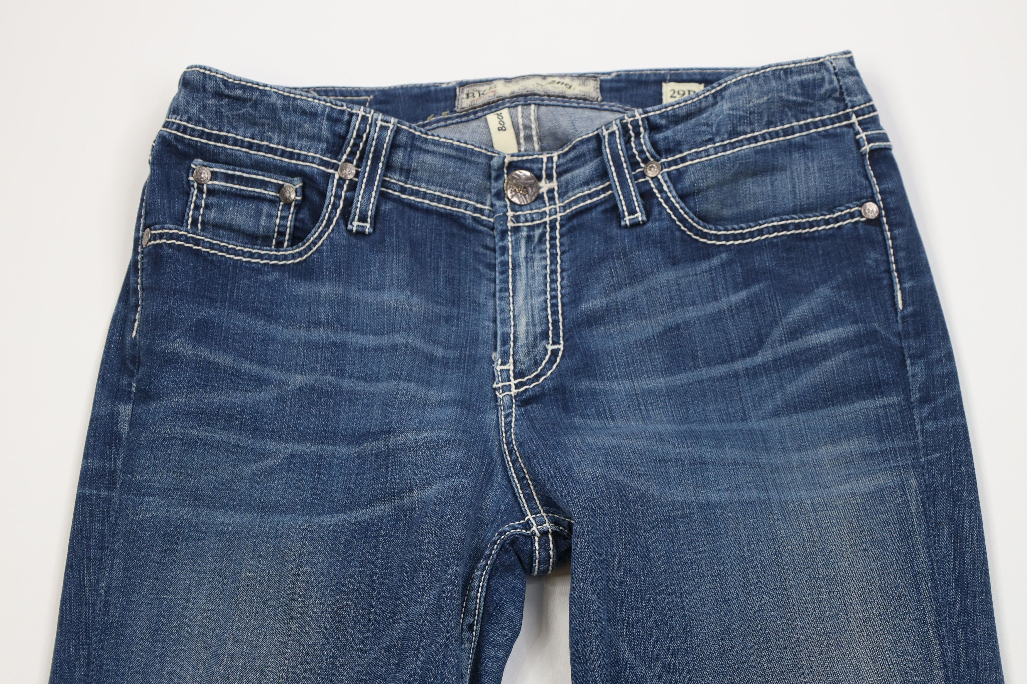 Vintage Buckle BKE Thick Stitch Wendi Flared Bootcut Jeans Blue Size 29" - 2 Thumbnail