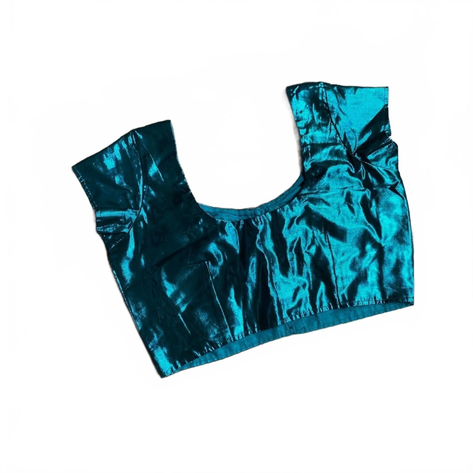 Other Vibrant Teal Shiny Crop Top Handmade in INDIA Size S / US 4 / IT 40 - 7 Thumbnail