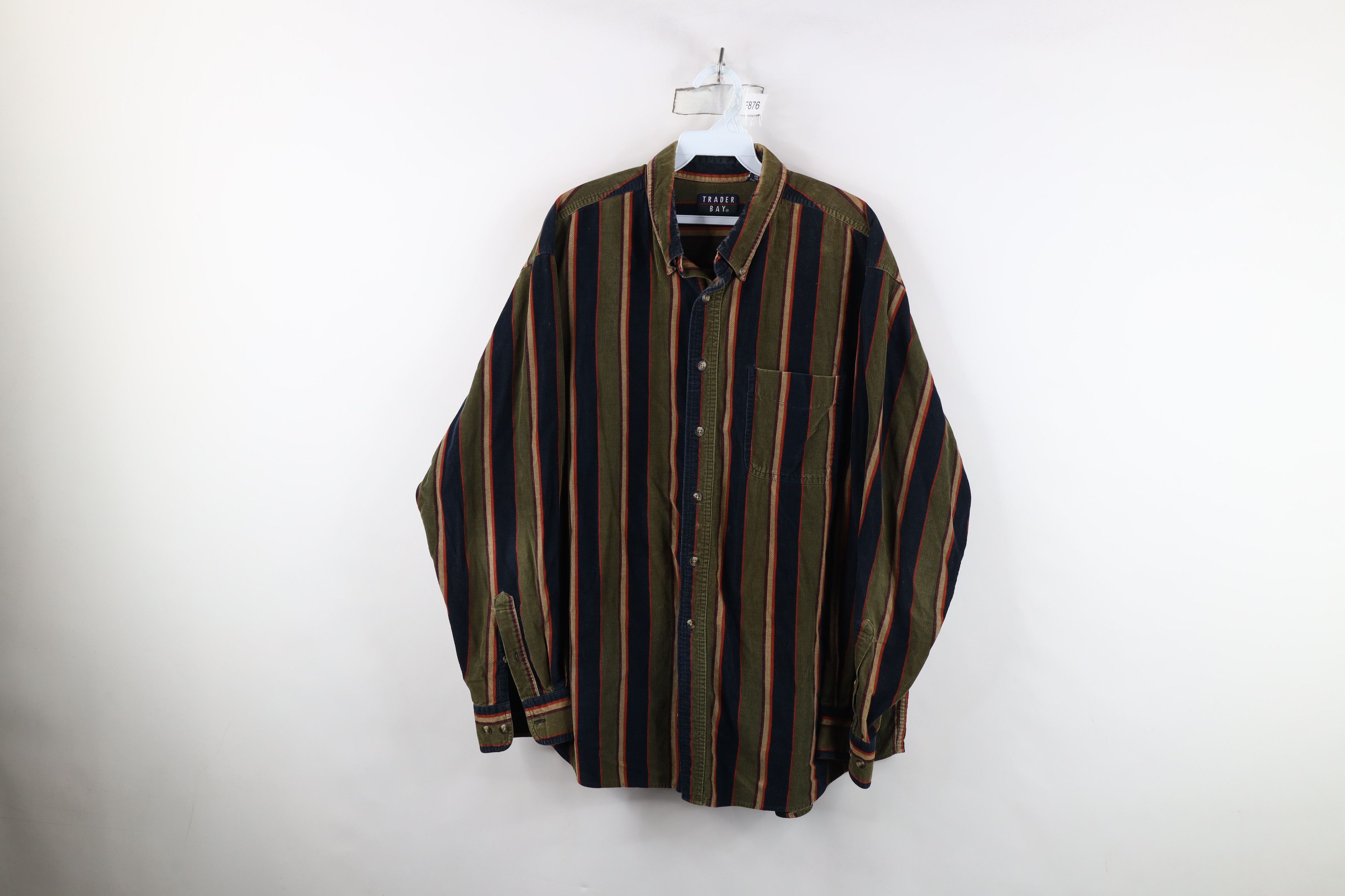 Vintage Vintage 90s Streetwear Striped Corduroy Button Down Shirt Size US L / EU 52-54 / 3 - 1 Thumbnail