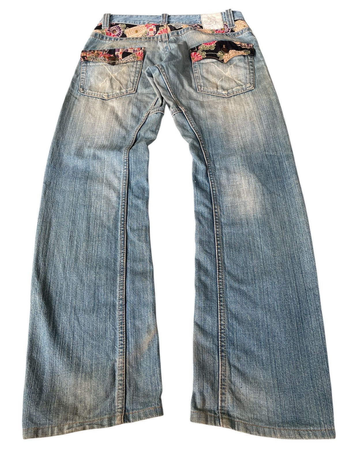 Kapital Y2k Japan Dominate Handcrafted Floral Sukajan Mudwash Jeans Size US 32 / EU 48 - 12 Thumbnail