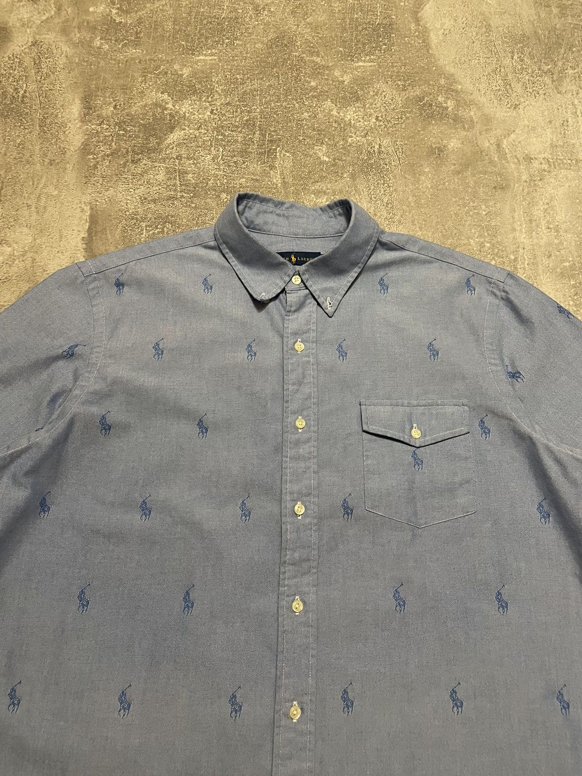 Polo Ralph Lauren Vintage Polo Ralph Lauren Monogram Pony Logo Shirt Button Up Size US XL / EU 56 / 4 - 2 Thumbnail