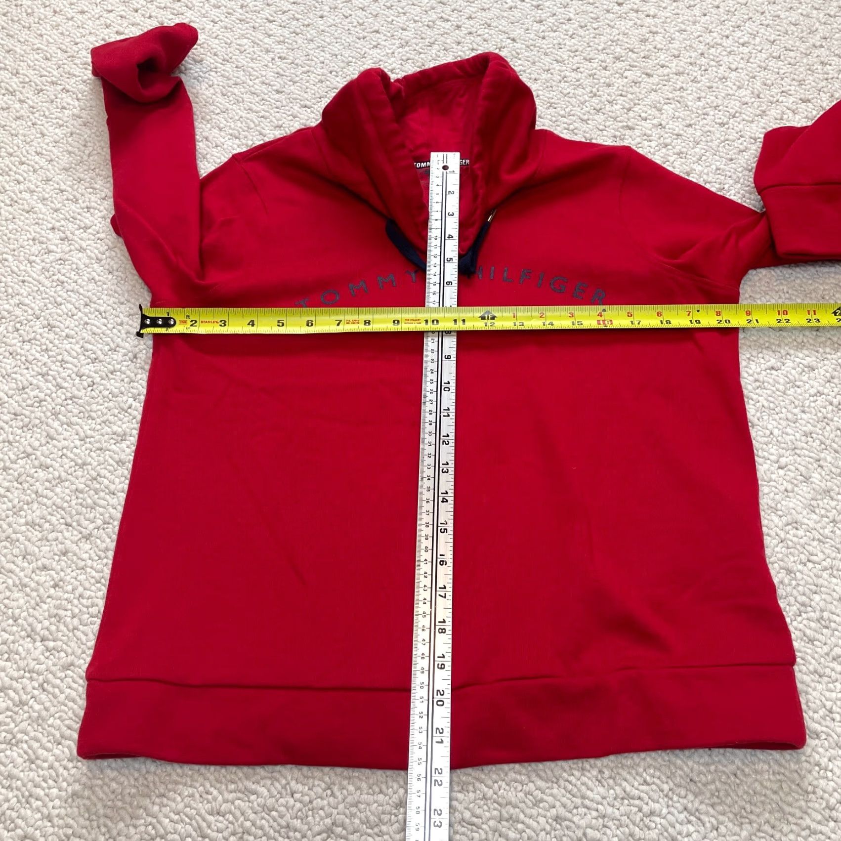 Tommy Hilfiger Tommy Hilfiger Sweatshirt Womens Medium Red Fleece Cowl Neck Drawstring Shirt Parka? Size M / US 6-8 / IT 42-44 - 4 Thumbnail