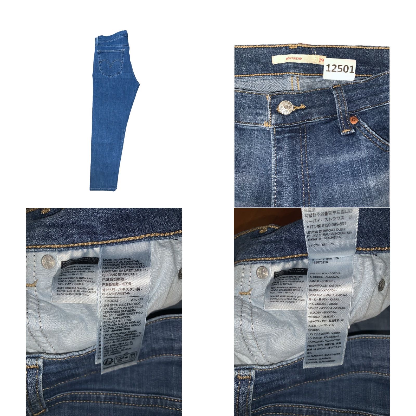 Levi's Levi’s Boyfriend Slim Fit Womens Jeans Size 29 Blue 27in Inseam Mid Rise Cotton Denim Zip Size 30" / US 8 / IT 44 - 8 Thumbnail