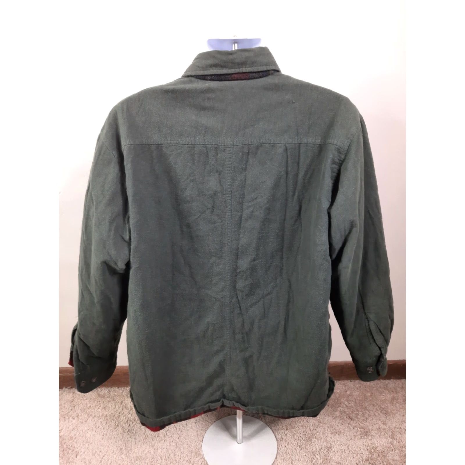 Vintage VINTAGE canyon Creek Mens Insulated fleece lined flannel jacket coat Large Green plaid Button Front overcoat Shirt Jacket Size US L / EU 52-54 / 3 - 5 Thumbnail